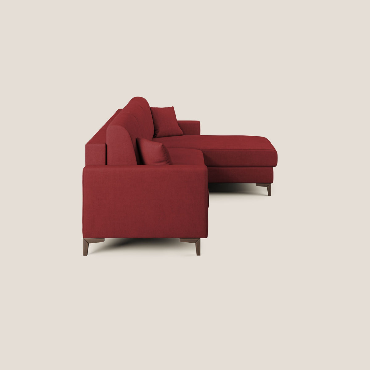 Kafka divano letto angolare in morbido tessuto impermeabile T02 rosso - divitt.sbs