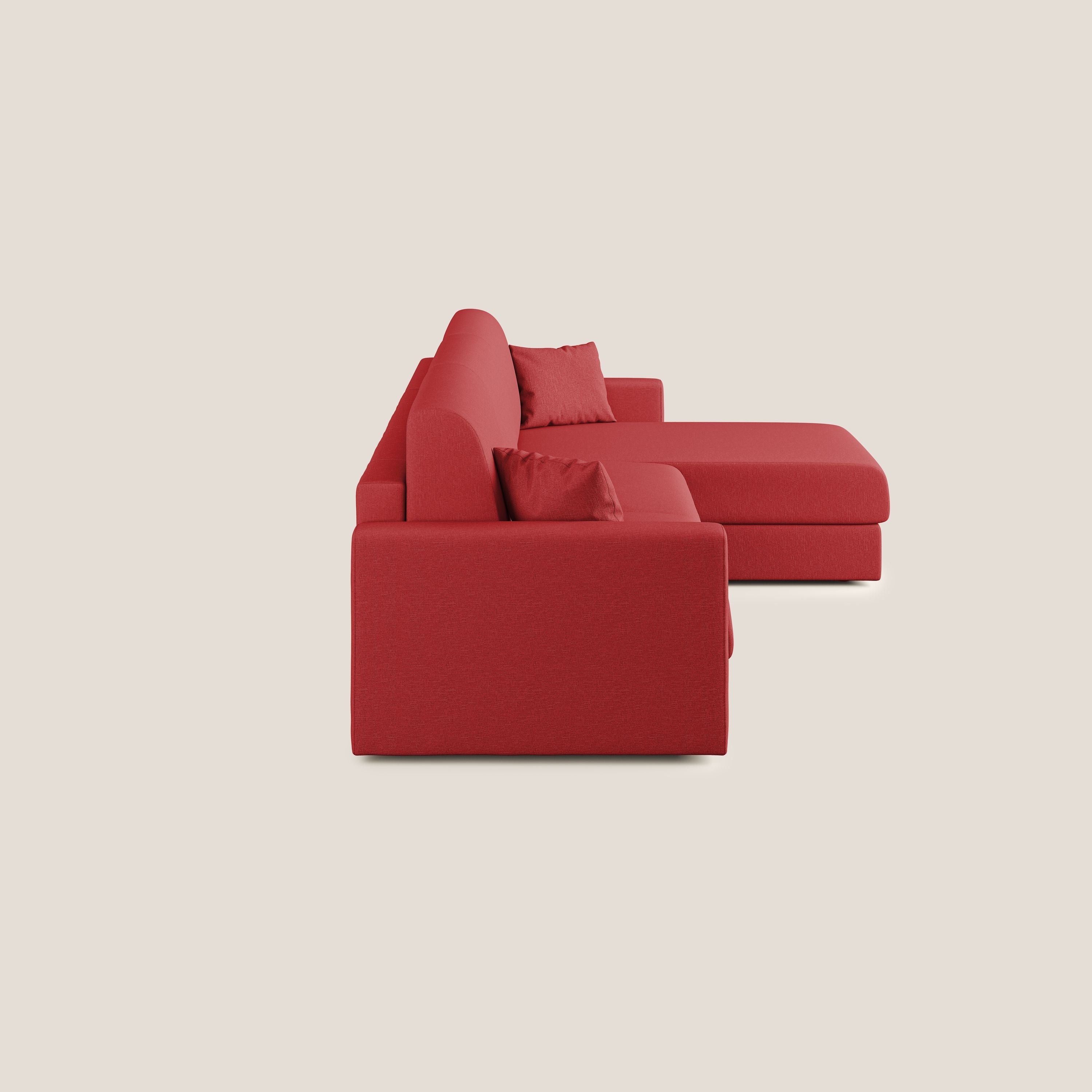 Chris Divano letto angolare 5 posti in tessuto impermeabile T13 rosso - divitt.sbs