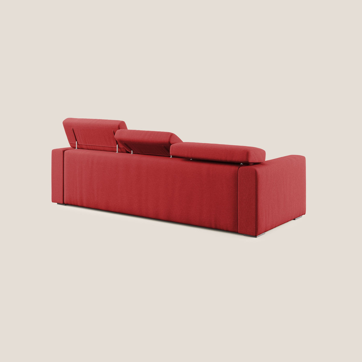Dylan divano angolare con pouf estraibile poggiapiedi in tessuto simil cotone impermeabile T13 rosso - divitt.sbs