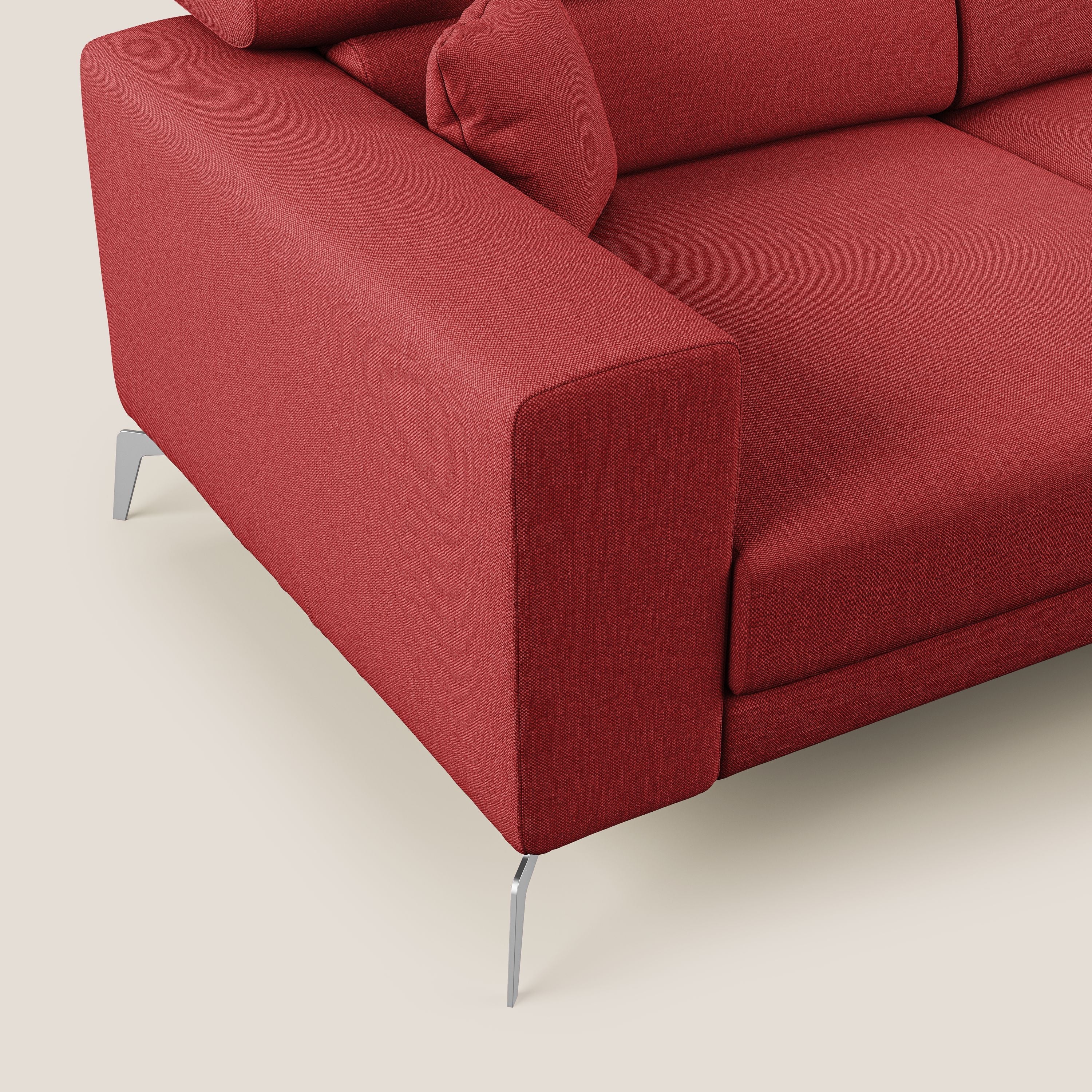 Blade Divano moderno angolare con poggiatesta reclinabili in tessuto impermeabile simil-cotone T13 rosso - divitt.sbs