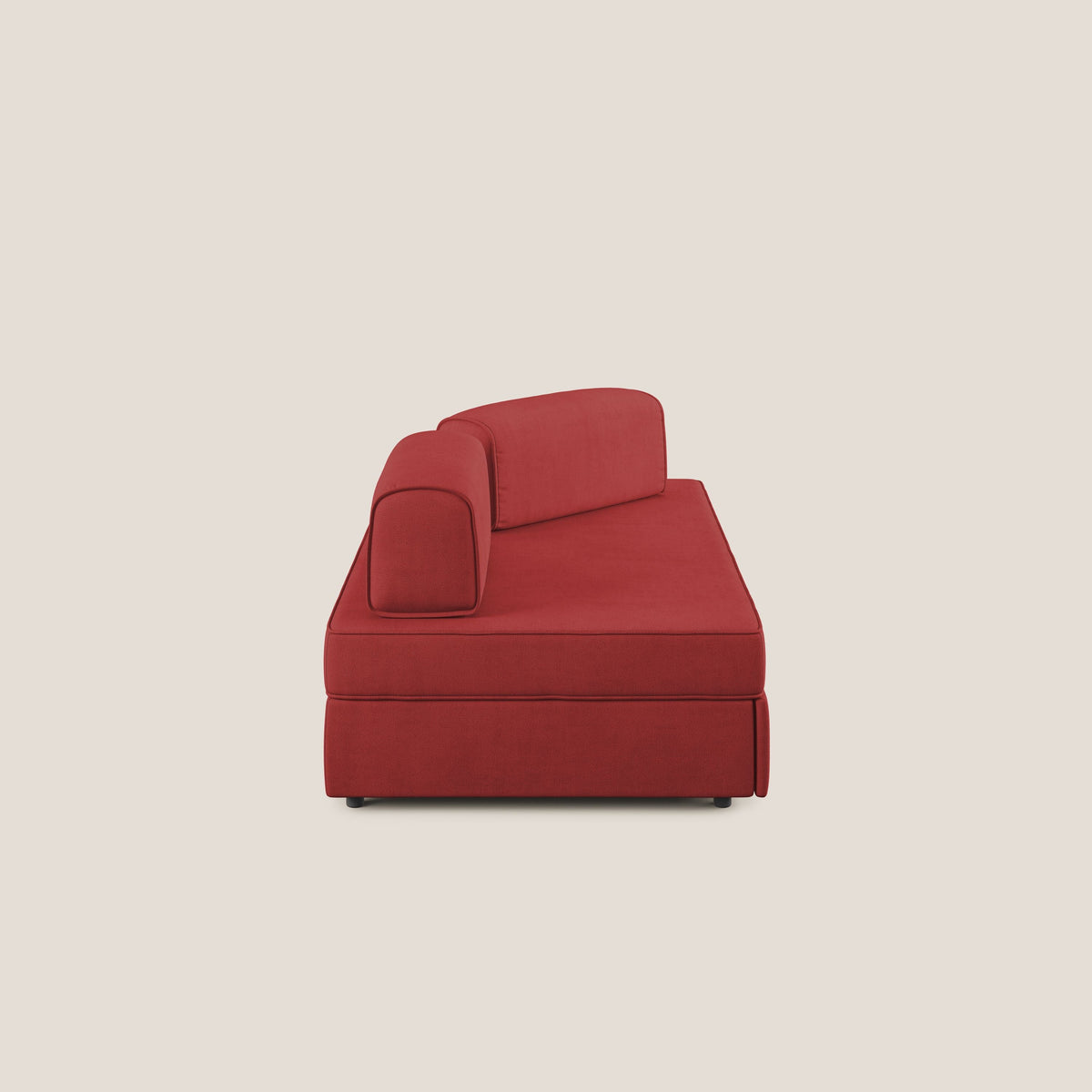 Liberty divano con pouf estraibile e schienali movibili in tessuto morbido impermeabile T02 rosso - divitt.sbs
