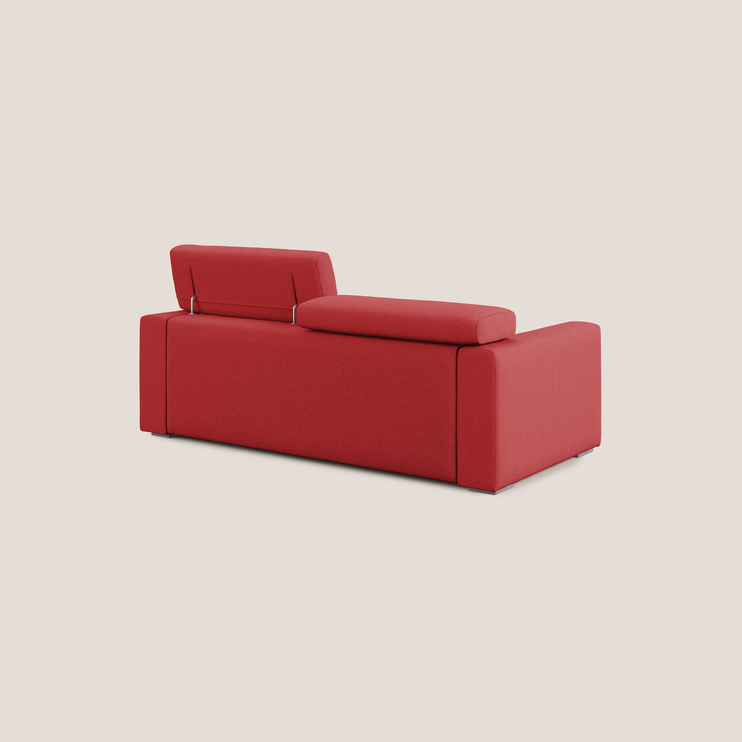 Dylan divano allungabile con pouf estraibile poggiapiedi in tessuto simil cotone impermeabile T13 rosso - divitt.sbs