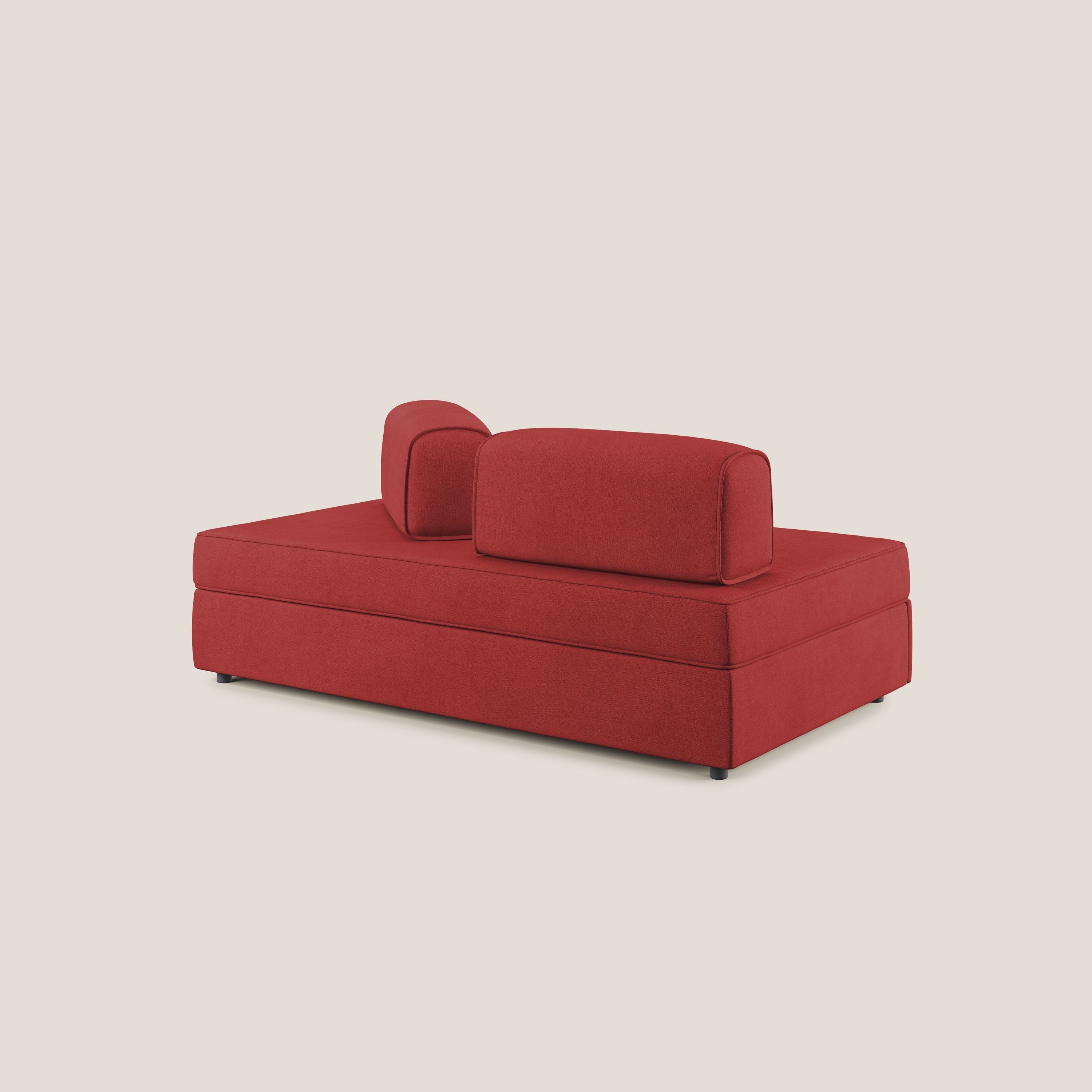 Liberty divano con pouf estraibile e schienali movibili in tessuto morbido impermeabile T02 rosso - divitt.sbs