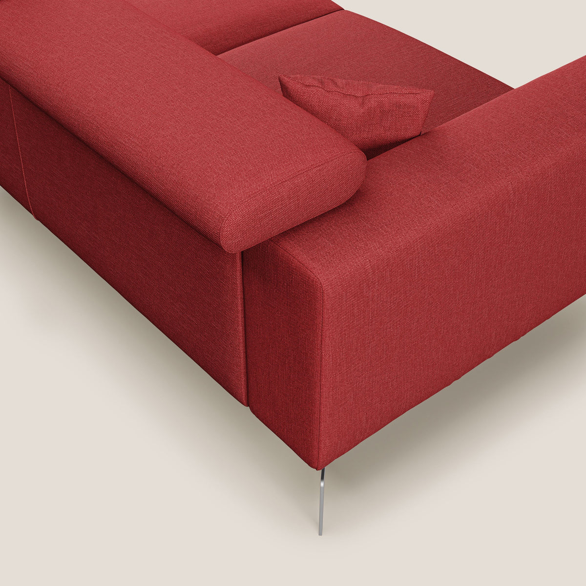 Blade Divano moderno angolare con poggiatesta reclinabili in tessuto impermeabile simil-cotone T13 rosso - divitt.sbs