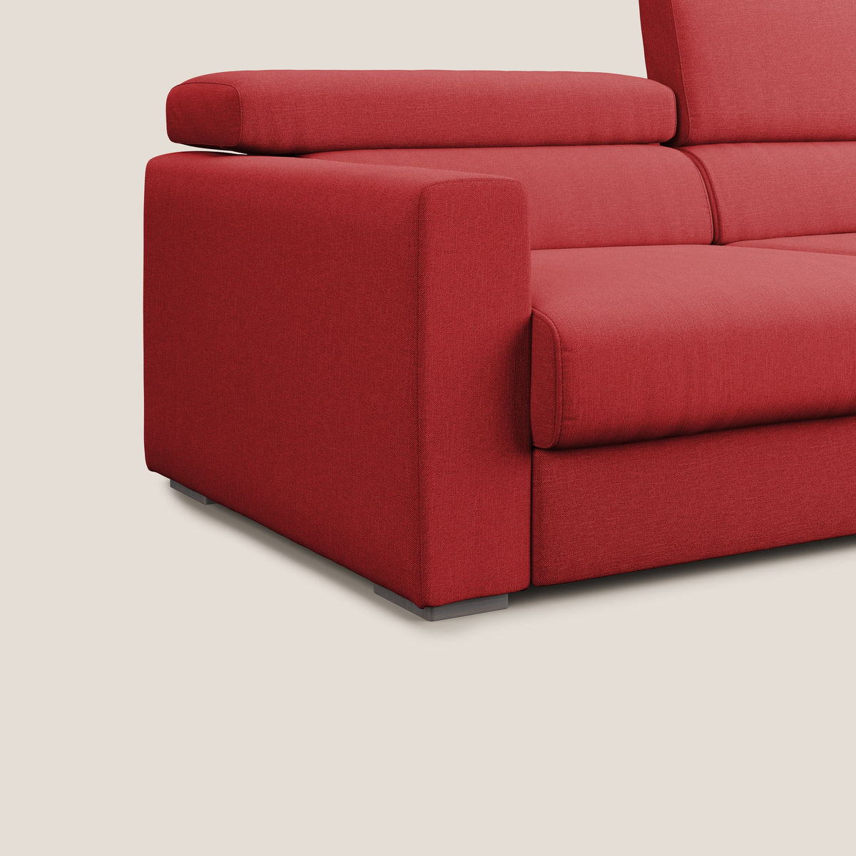 Dylan divano allungabile con pouf estraibile poggiapiedi in tessuto simil cotone impermeabile T13 rosso - divitt.sbs