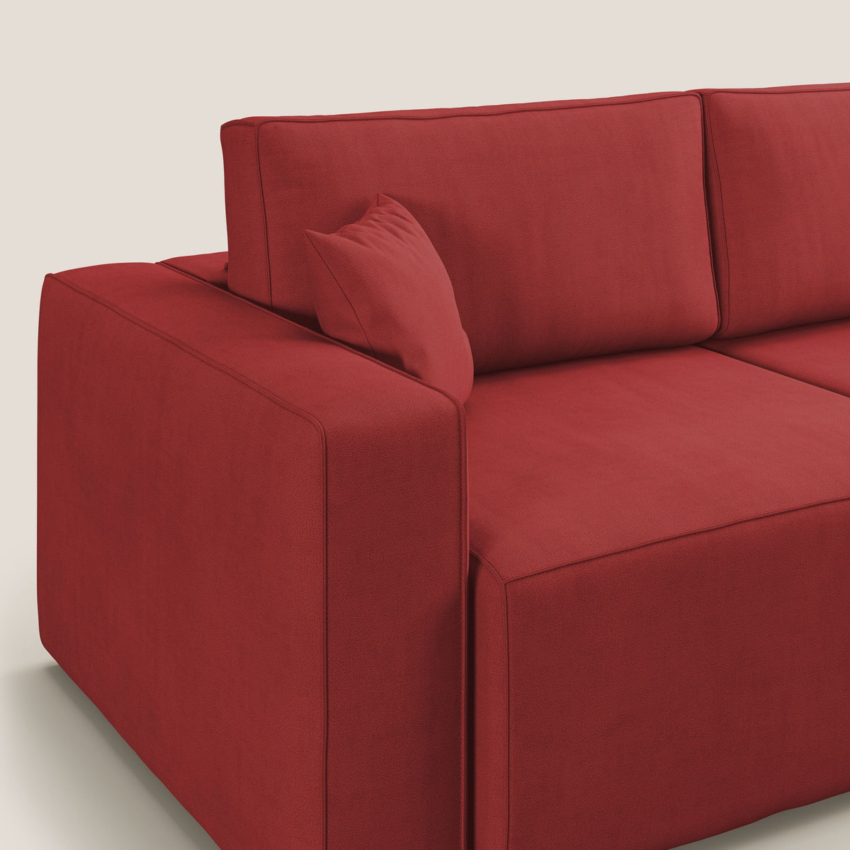 Morfeo divano con sedute estraibili in morbido tessuto impermeabile T02 rosso - divitt.sbs