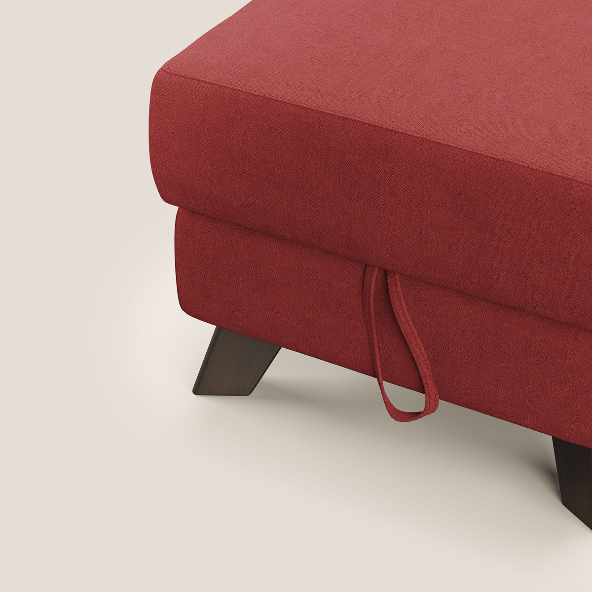 Moon Pouf contenitore e piedini alti in tessuto morbido impermeabile T02 rosso - divitt.sbs