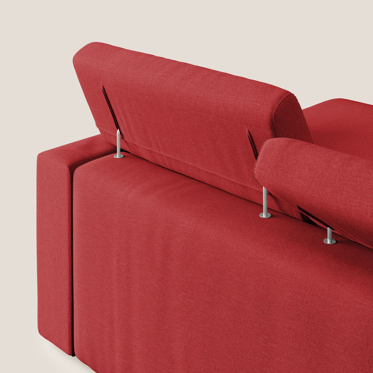 Dylan divano angolare con pouf estraibile poggiapiedi in tessuto simil cotone impermeabile T13 rosso - divitt.sbs