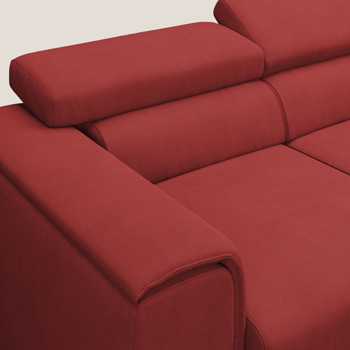 Zeno Divano con pouf estraibile poggiapiedi a 3 sedute in tessuto morbido impermeabile T02 rosso - divitt.sbs