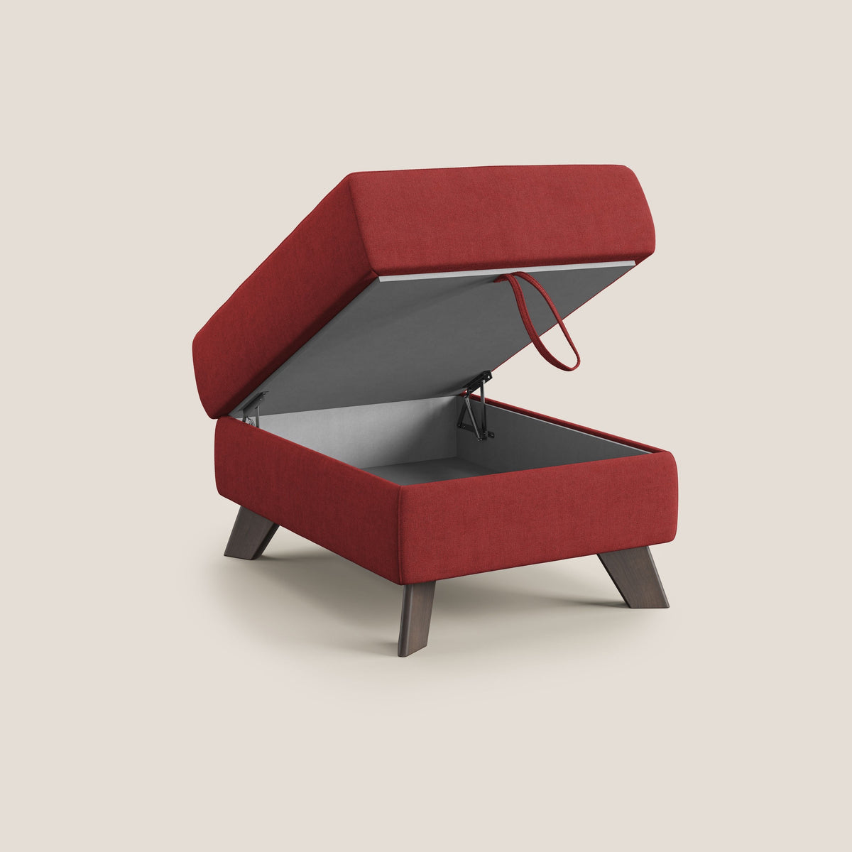 Moon Pouf contenitore e piedini alti in tessuto morbido impermeabile T02 rosso - divitt.sbs