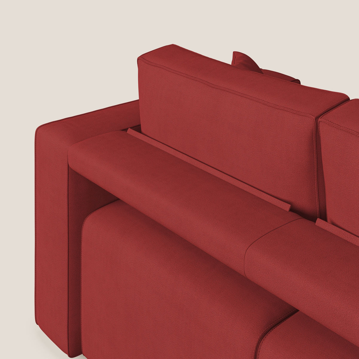 Morfeo divano con 3 sedute estraibili in morbido tessuto impermeabile T02 rosso - divitt.sbs