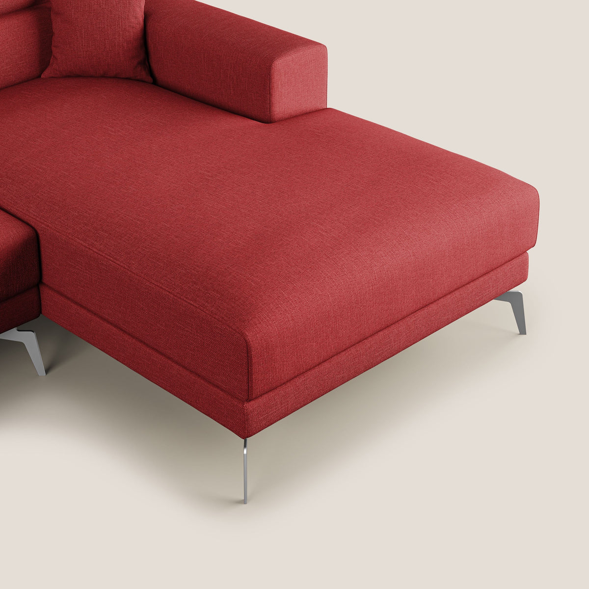 Blade Divano moderno angolare con poggiatesta reclinabili in tessuto impermeabile simil-cotone T13 rosso - divitt.sbs