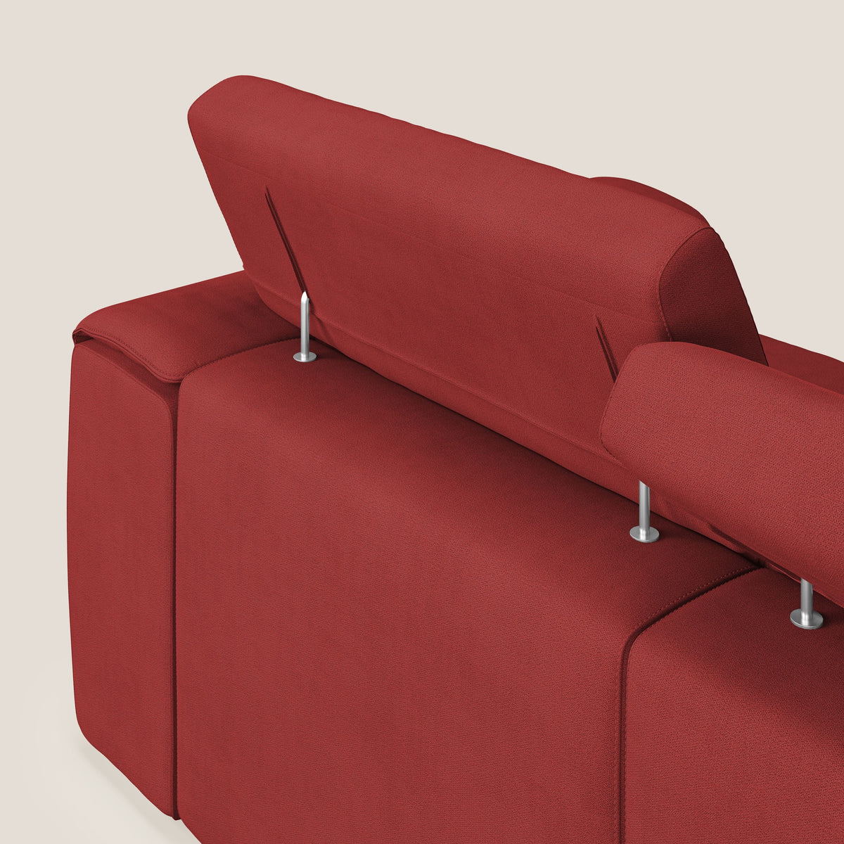 Zeno Divano con pouf estraibile poggiapiedi a 3 sedute in tessuto morbido impermeabile T02 rosso - divitt.sbs