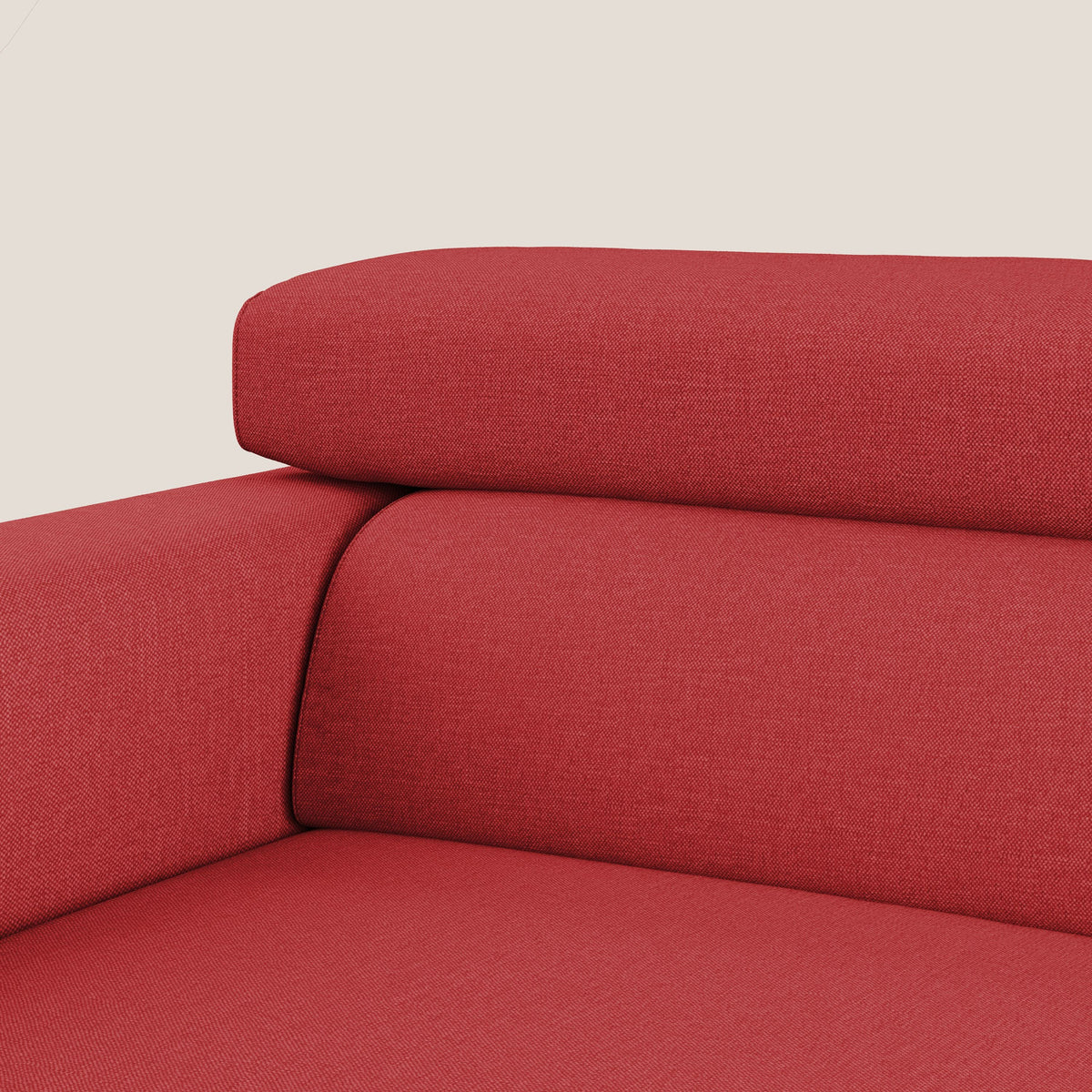 Dylan divano a 3 sedute con pouf estraibile poggiapiedi in tessuto simil cotone impermeabile T13 rosso - divitt.sbs