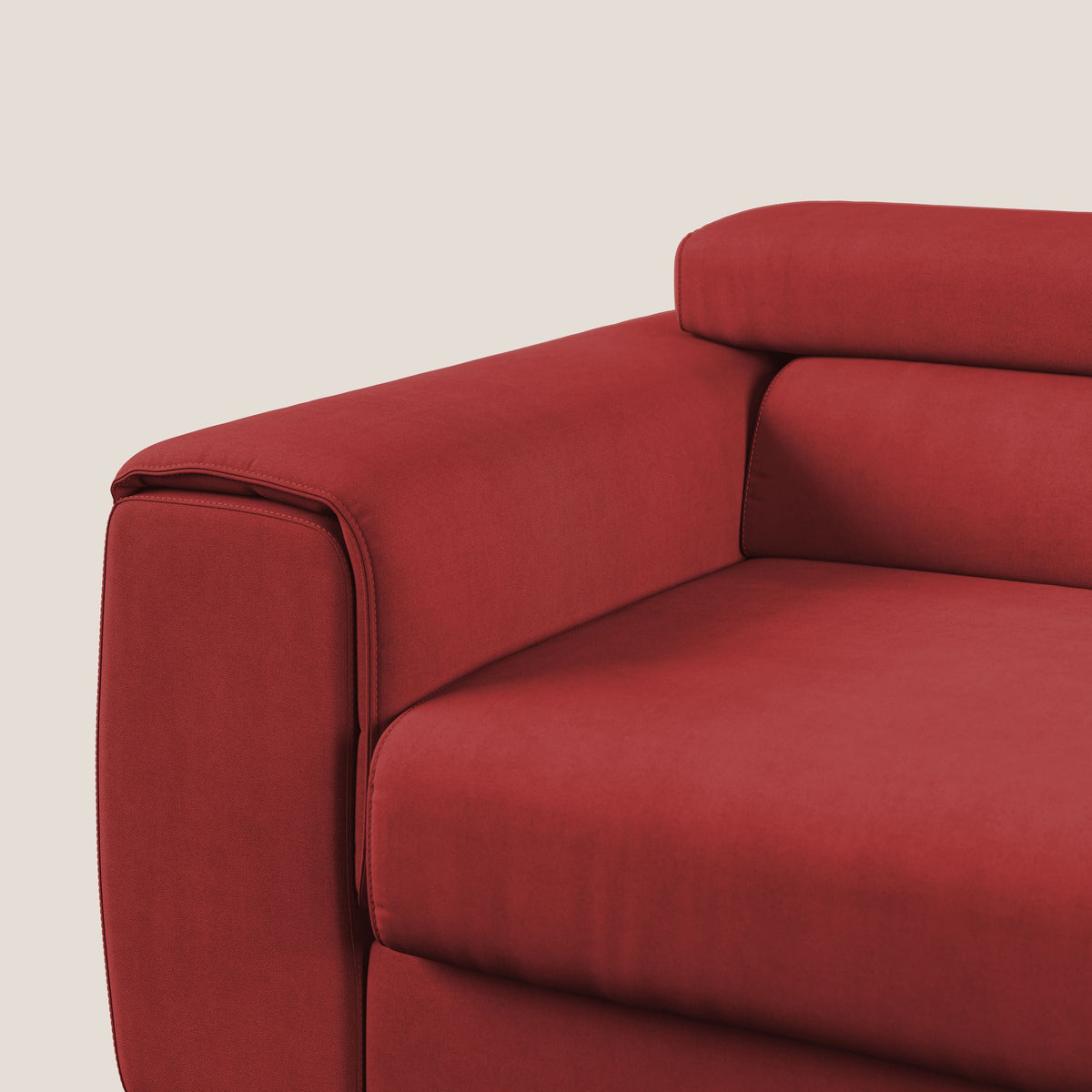 Zeno Divano con pouf estraibile poggiapiedi in tessuto morbido impermeabile T02 rosso - divitt.sbs