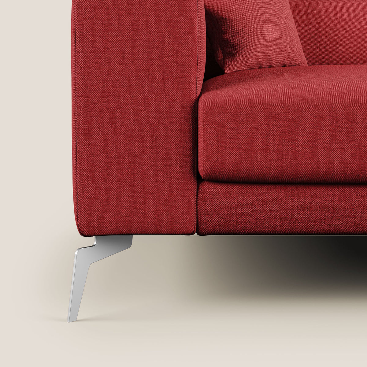 Blade Divano moderno angolare con poggiatesta reclinabili in tessuto impermeabile simil-cotone T13 rosso - divitt.sbs