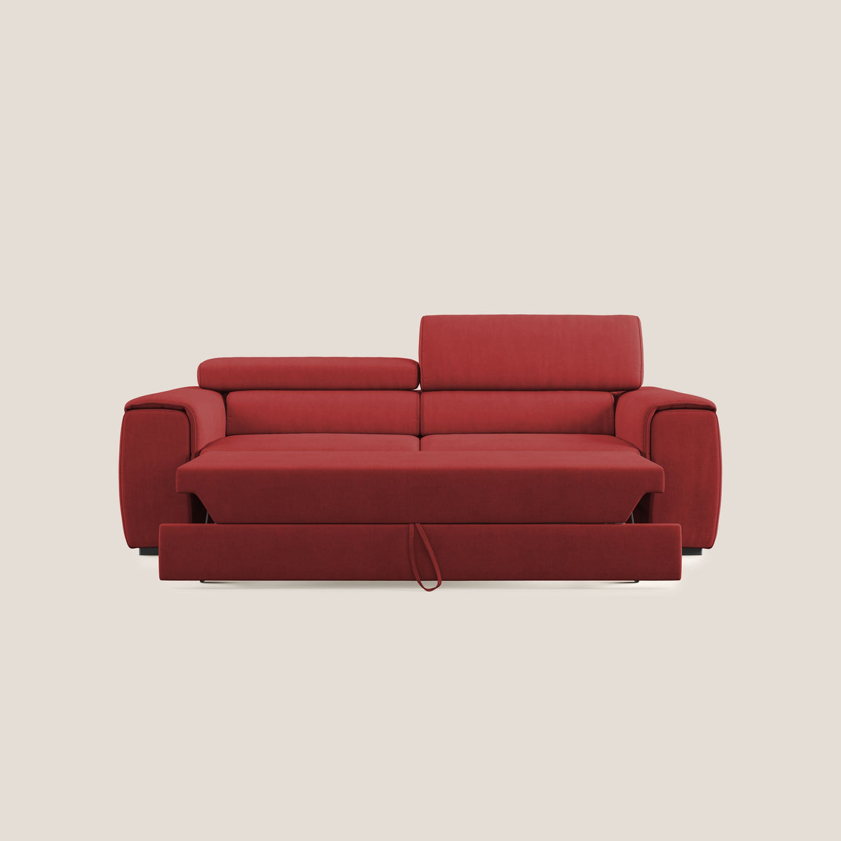 Zeno Divano con pouf estraibile poggiapiedi in tessuto morbido impermeabile T02 rosso - divitt.sbs