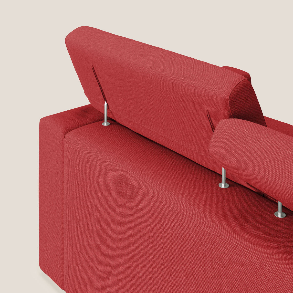 Dylan divano allungabile con pouf estraibile poggiapiedi in tessuto simil cotone impermeabile T13 rosso - divitt.sbs