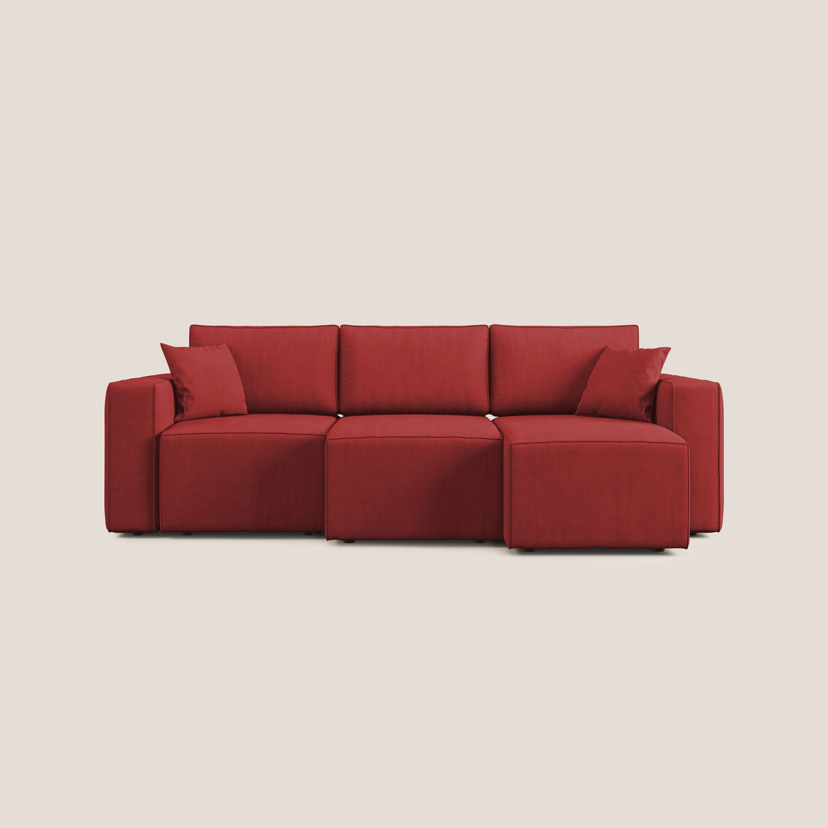 Morfeo divano con 3 sedute estraibili in morbido tessuto impermeabile T02 rosso - divitt.sbs