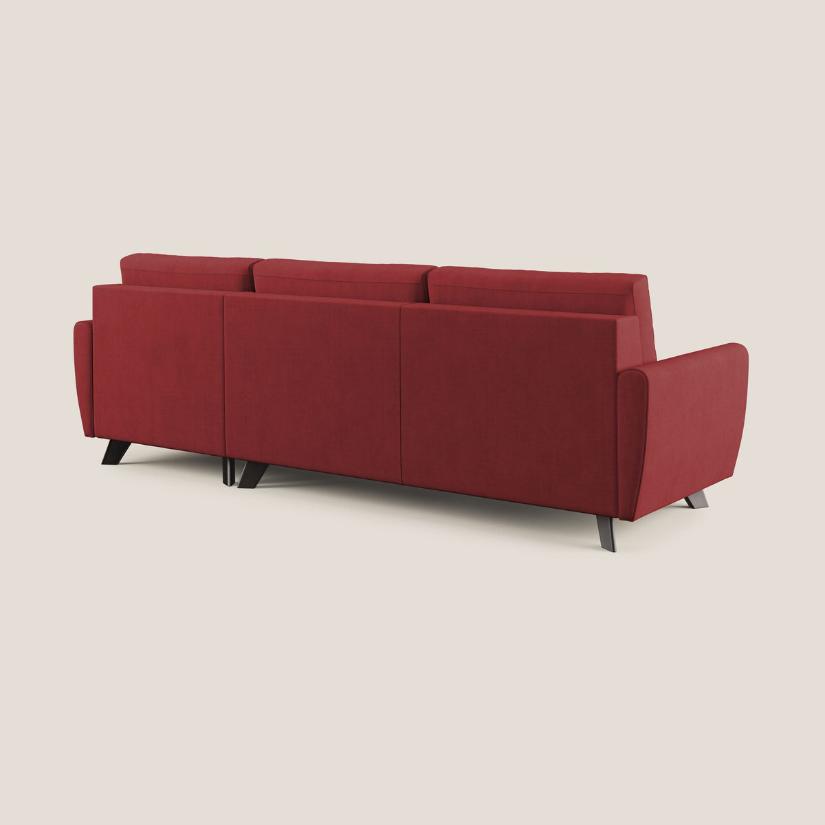 Callisto Divano letto angolare con penisola in tessuto morbido impermeabile T02 rosso - divitt.sbs