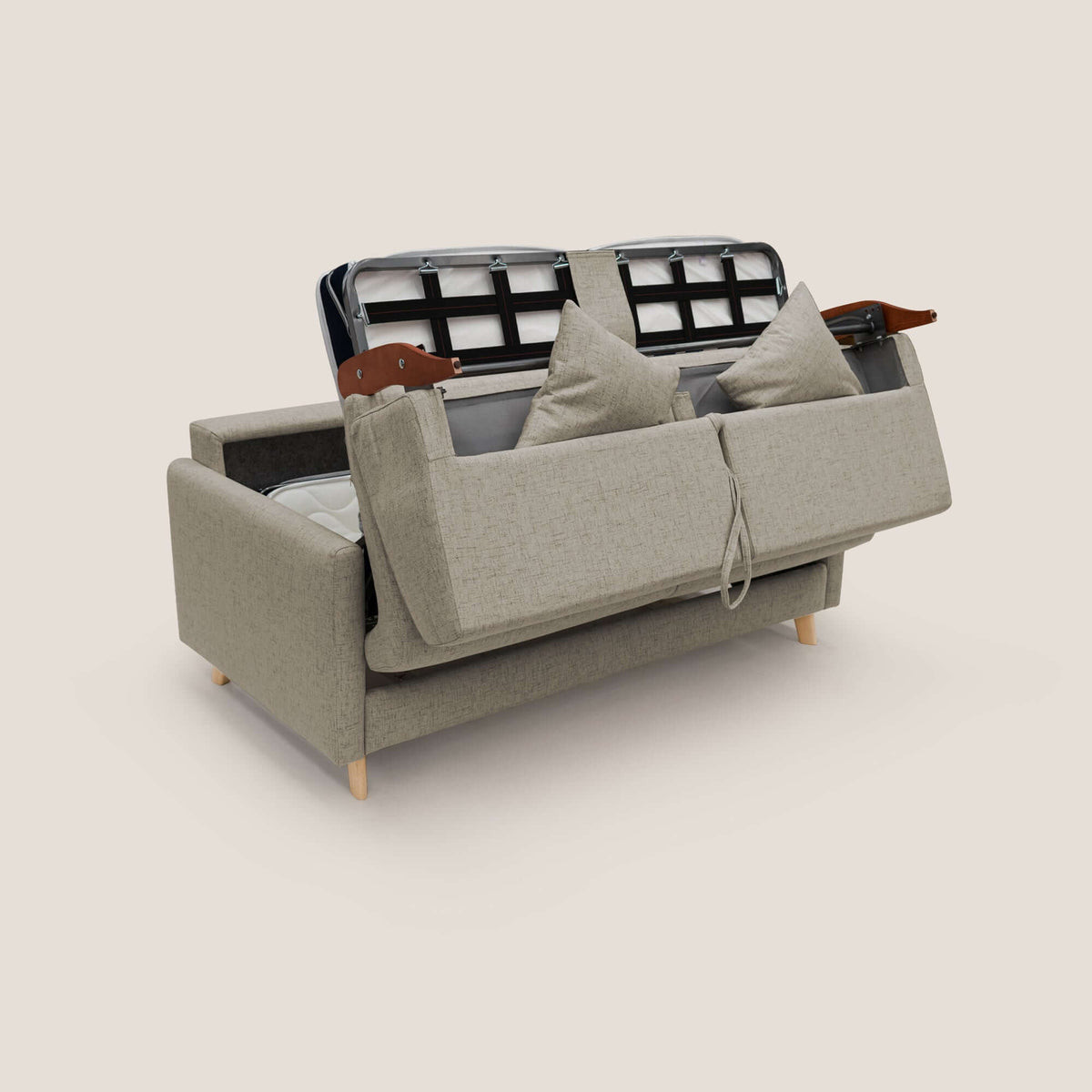 Edgar divano letto matrimoniale in tessuto felis impermeabile T03 marrone - divitt.sbs