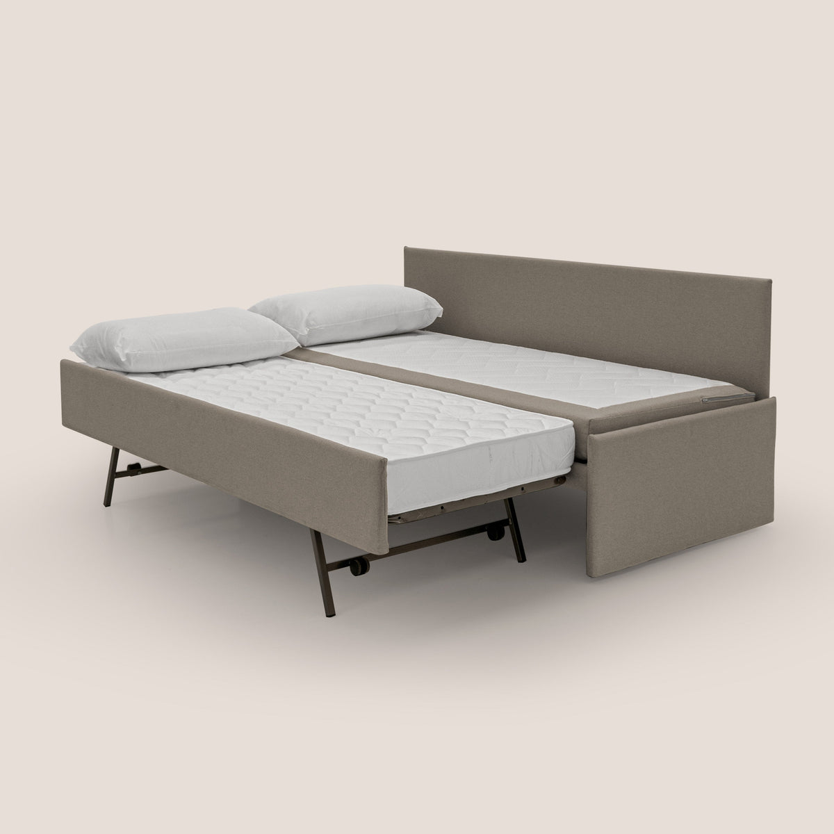 Naviglio Divano duplex con doppio letto in tessuto simil cotone impermeabile T13 tortora - divitt.sbs