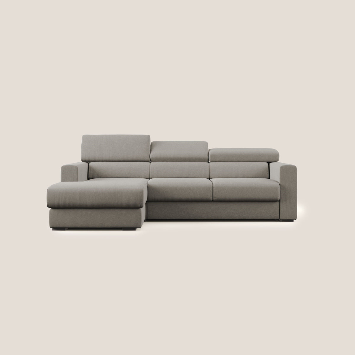 Dylan divano angolare con pouf estraibile poggiapiedi in tessuto simil cotone impermeabile T13 tortora - divitt.sbs