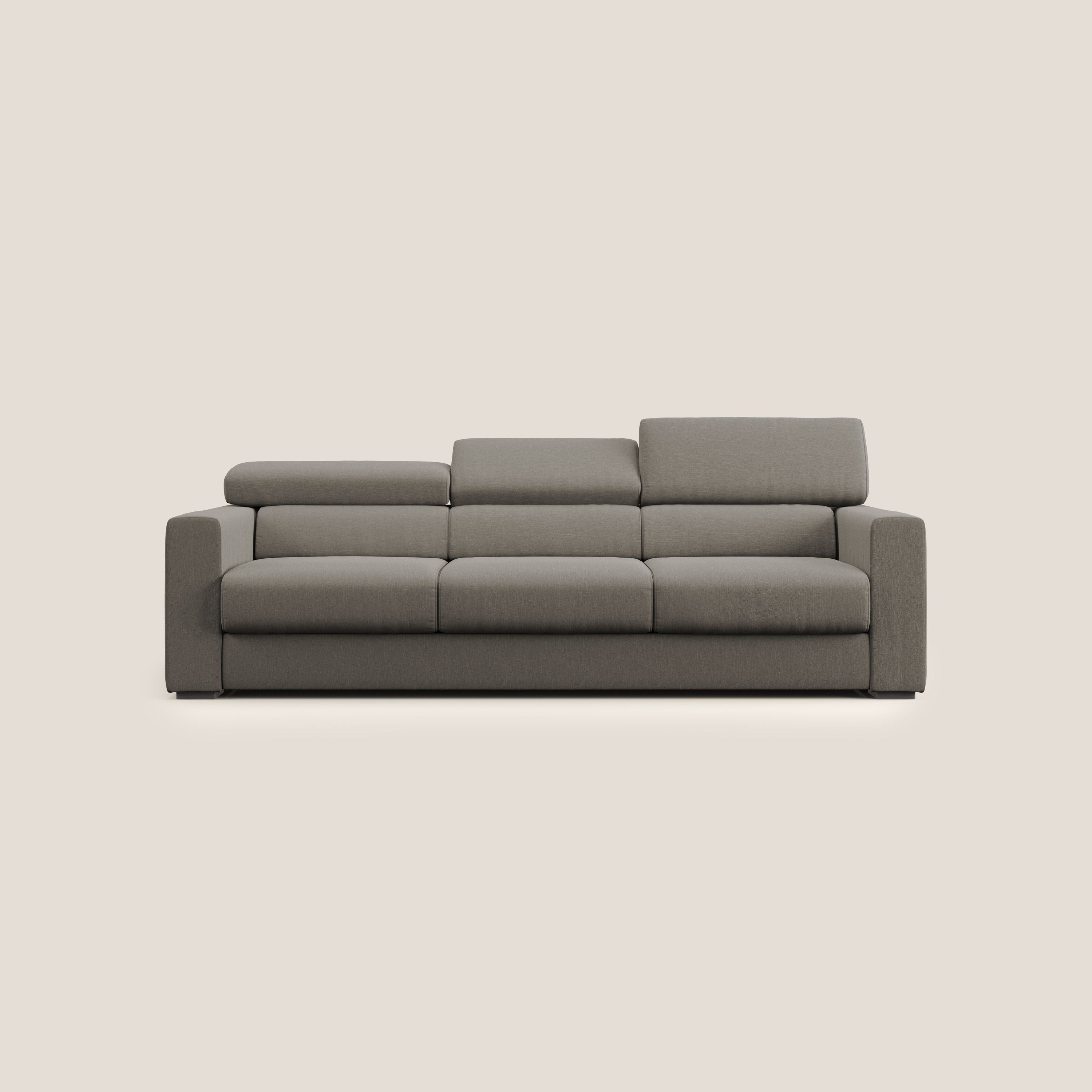 Dylan divano a 3 sedute con pouf estraibile poggiapiedi in tessuto simil cotone impermeabile T13 tortora - divitt.sbs