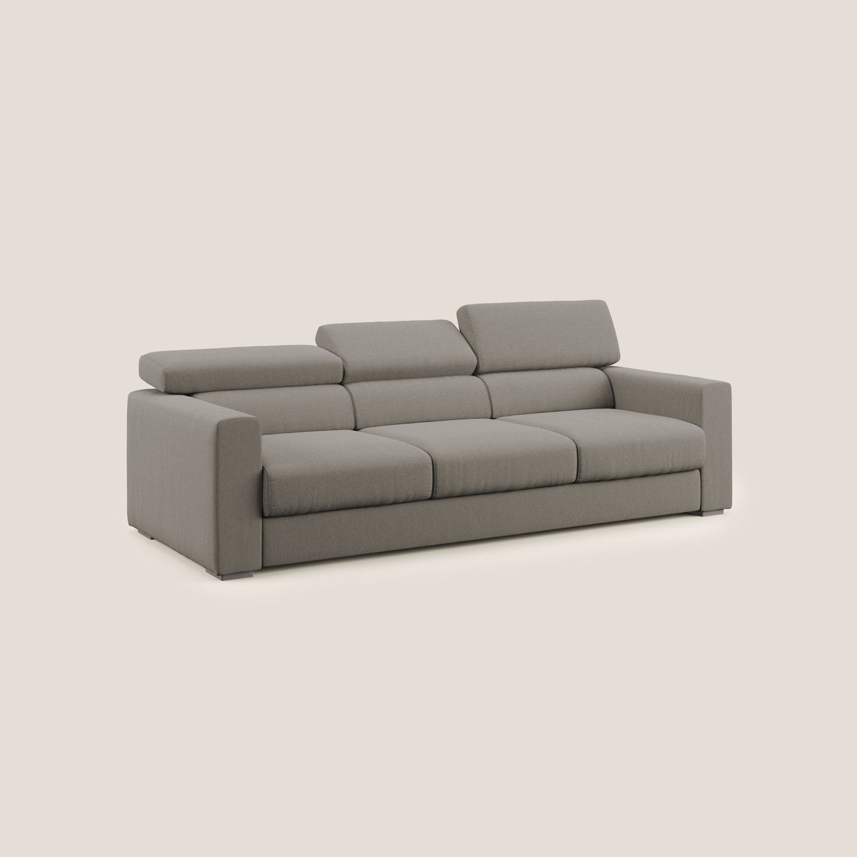 Dylan divano a 3 sedute con pouf estraibile poggiapiedi in tessuto simil cotone impermeabile T13 tortora - divitt.sbs