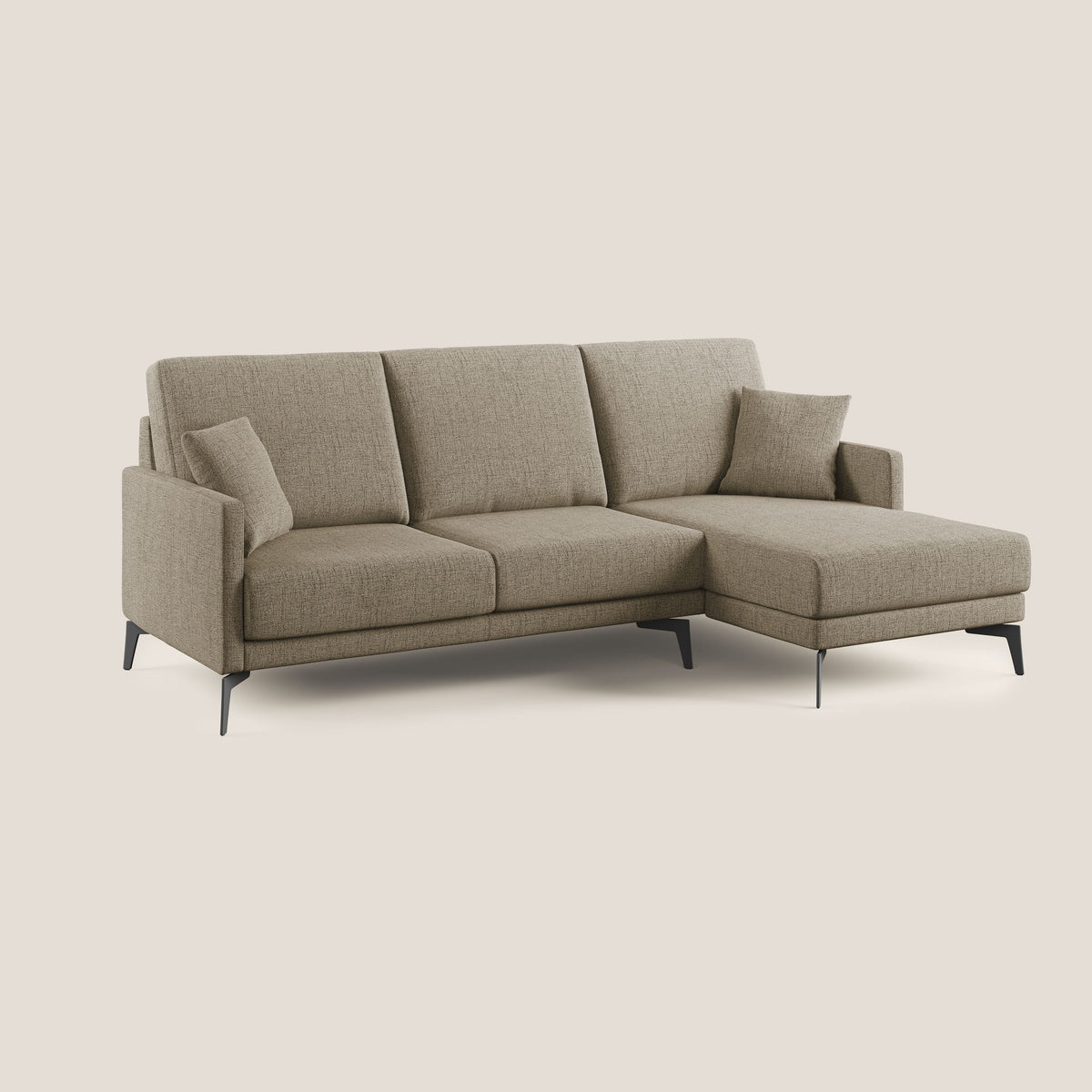 Saturno divano angolare moderno in tessuto morbido impermeabile T03 marrone - divitt.sbs