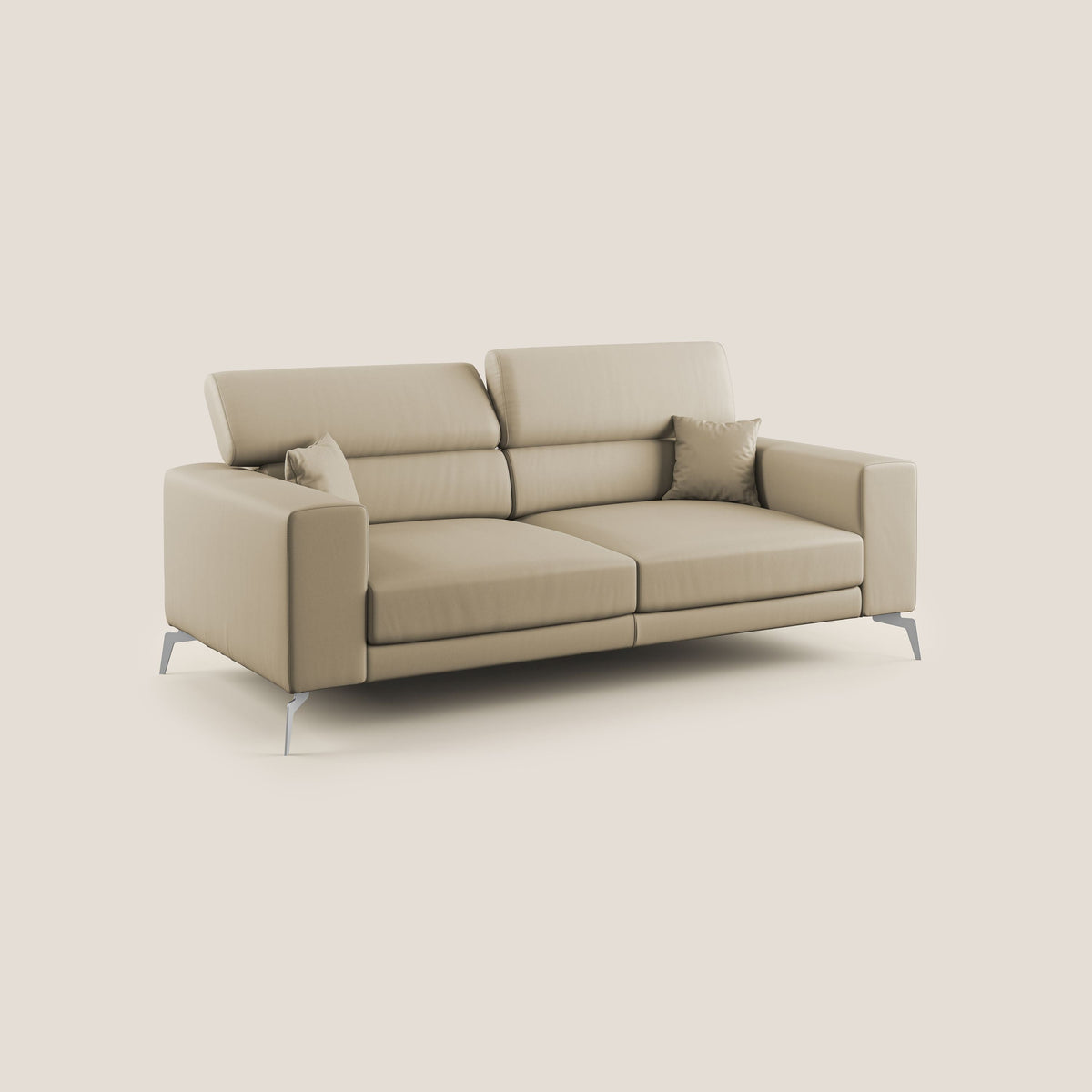 Blade Divano moderno con poggiatesta reclinabili in Ecopelle T04 beige - divitt.sbs