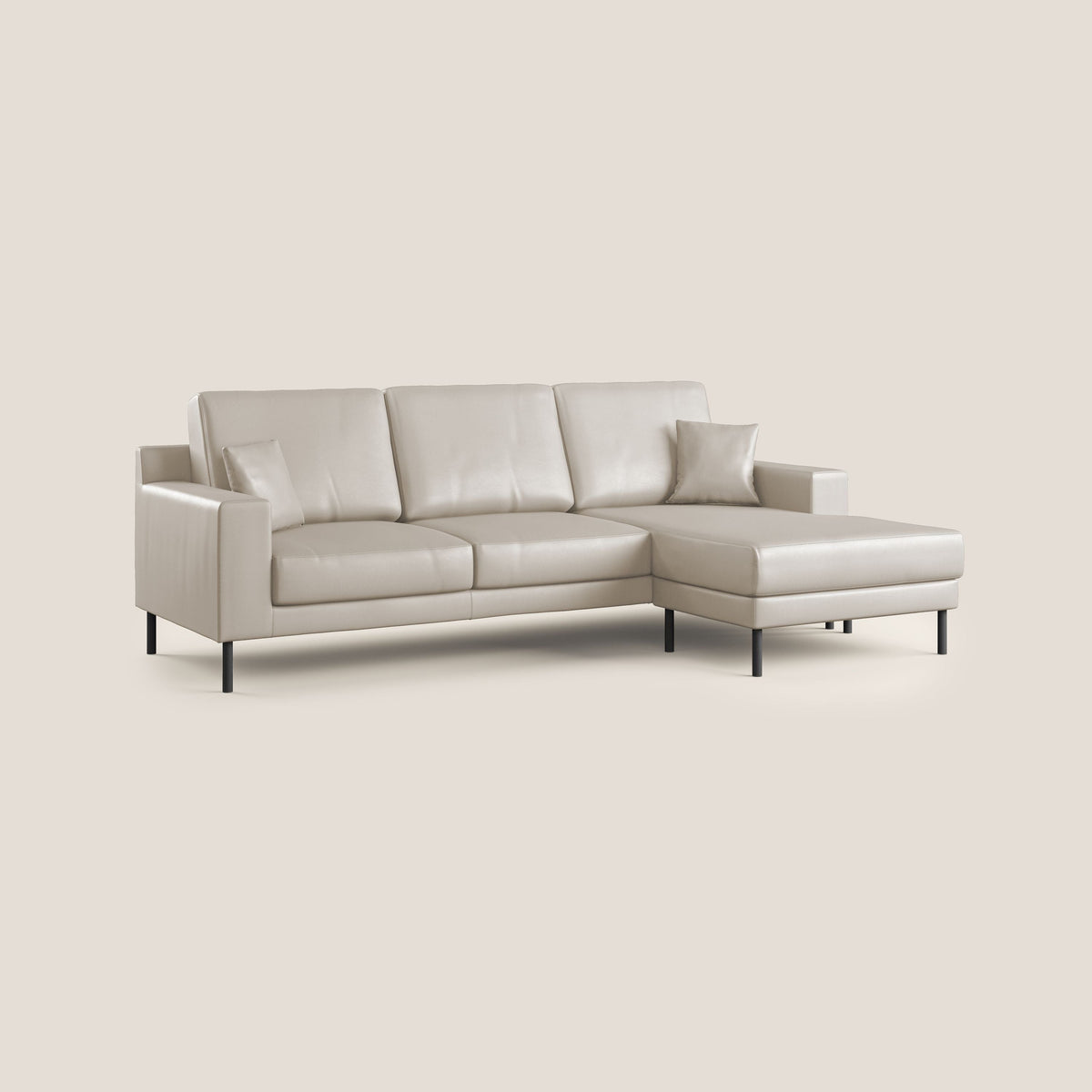 Uranio divano angolare moderno REVERSIBILE in Ecopelle impermeabile T04 beige - divitt.sbs