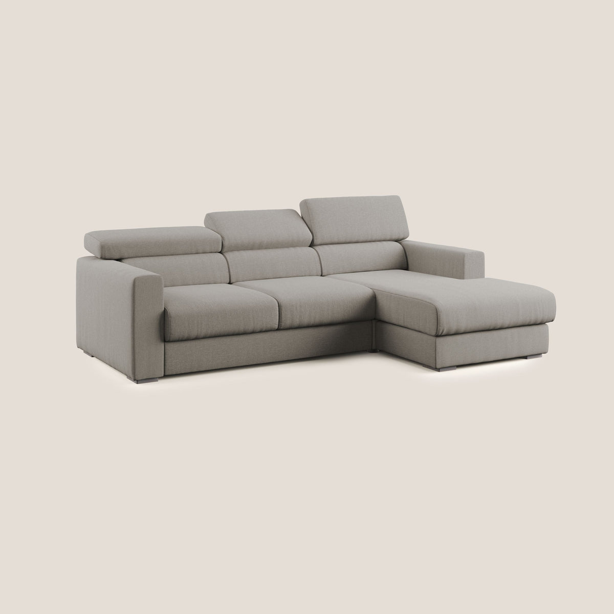 Dylan divano angolare con pouf estraibile poggiapiedi in tessuto simil cotone impermeabile T13 tortora - divitt.sbs