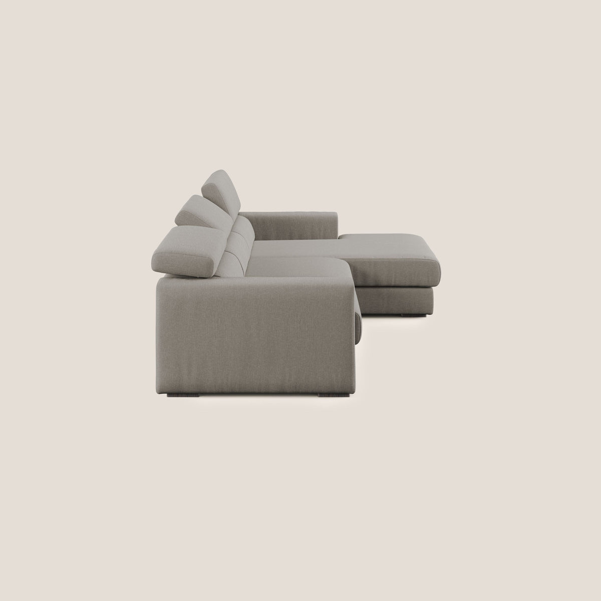 Dylan divano angolare con pouf estraibile poggiapiedi in tessuto simil cotone impermeabile T13 tortora - divitt.sbs