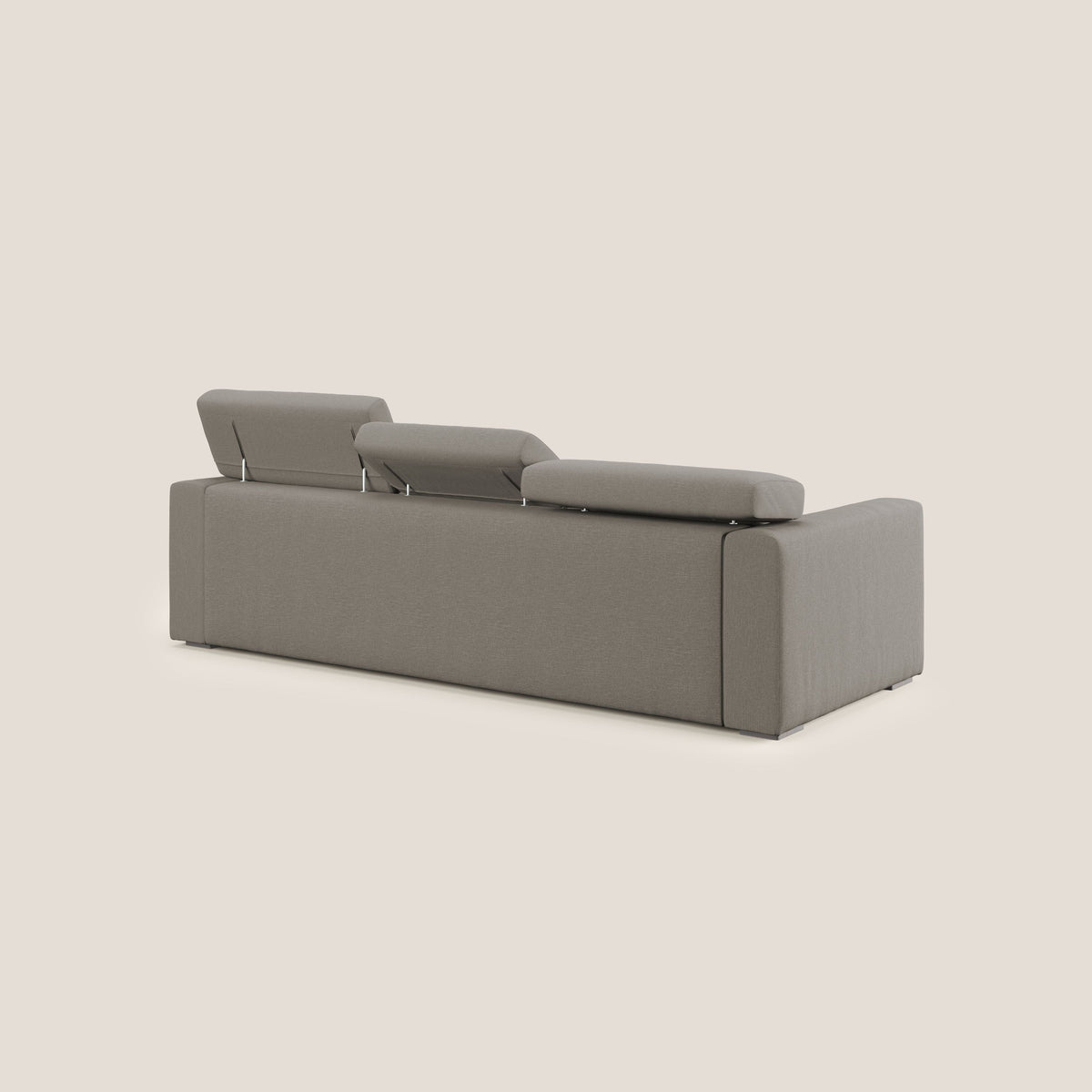 Dylan divano a 3 sedute con pouf estraibile poggiapiedi in tessuto simil cotone impermeabile T13 tortora - divitt.sbs