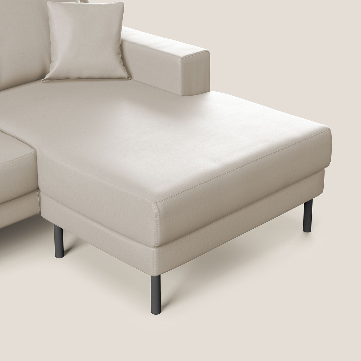 Uranio divano angolare moderno REVERSIBILE in Ecopelle impermeabile T04 beige - divitt.sbs