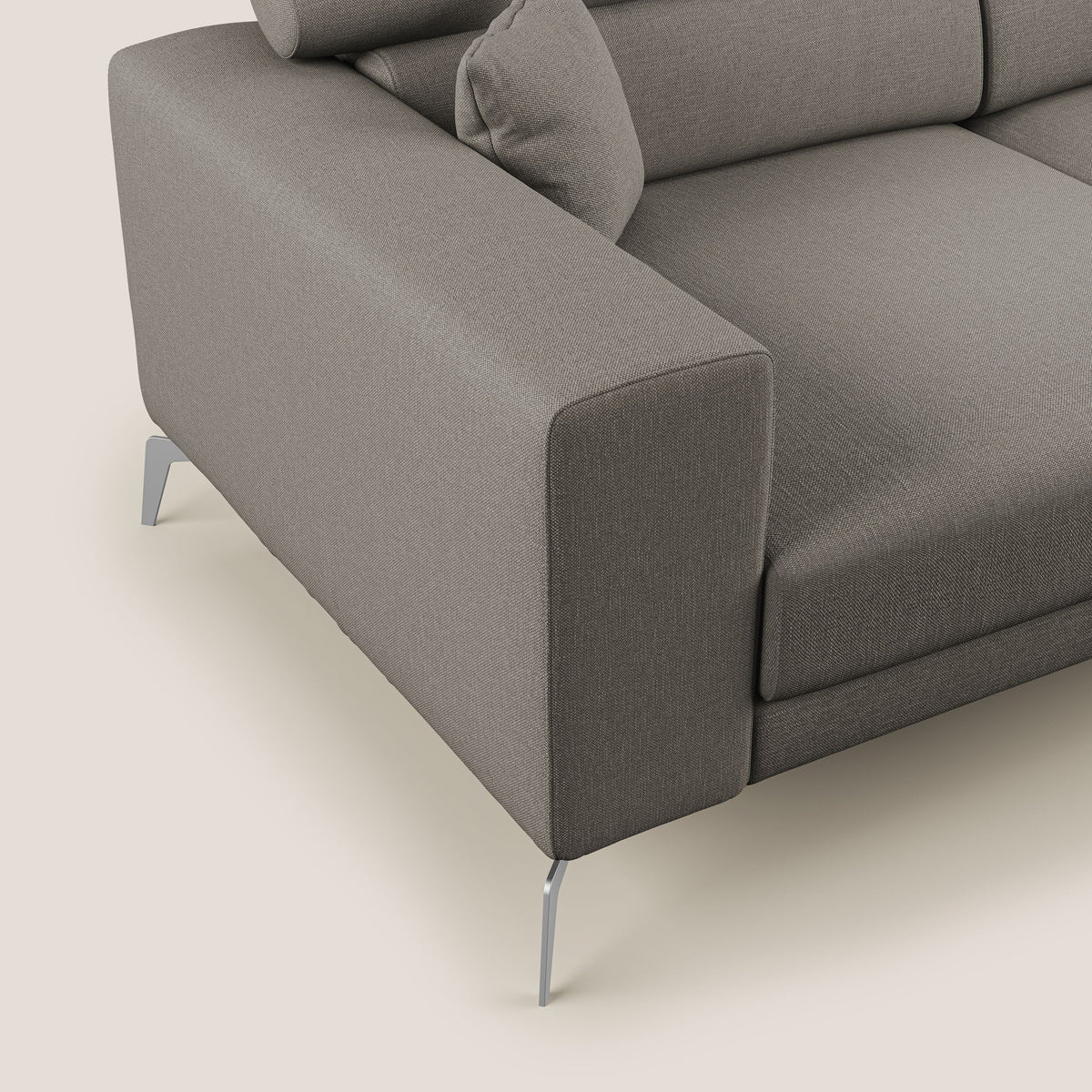 Blade Divano con poggiatesta reclinabili in tessuto impermeabile misto cotone T13 tortora - divitt.sbs