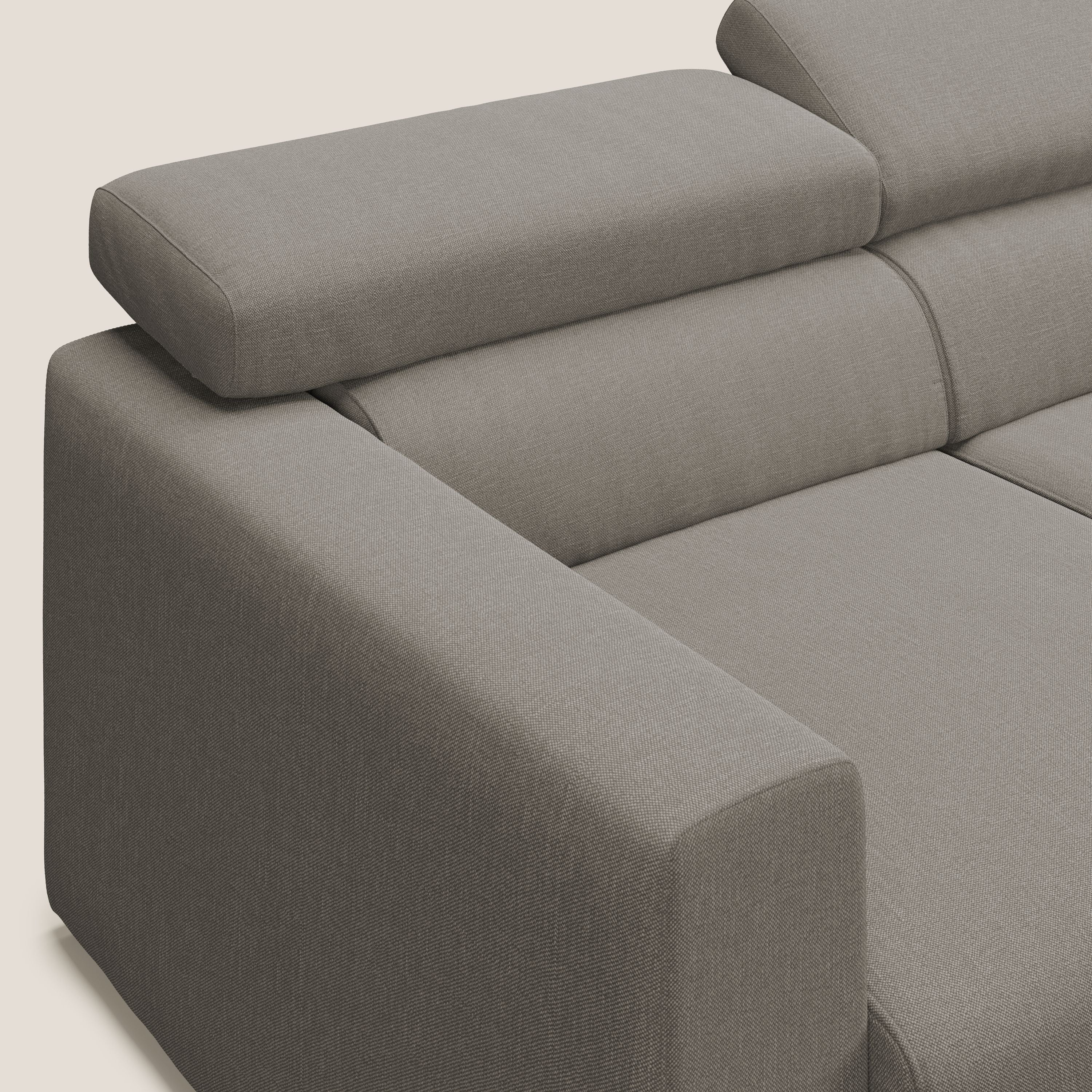Dylan divano a 3 sedute con pouf estraibile poggiapiedi in tessuto simil cotone impermeabile T13 tortora - divitt.sbs