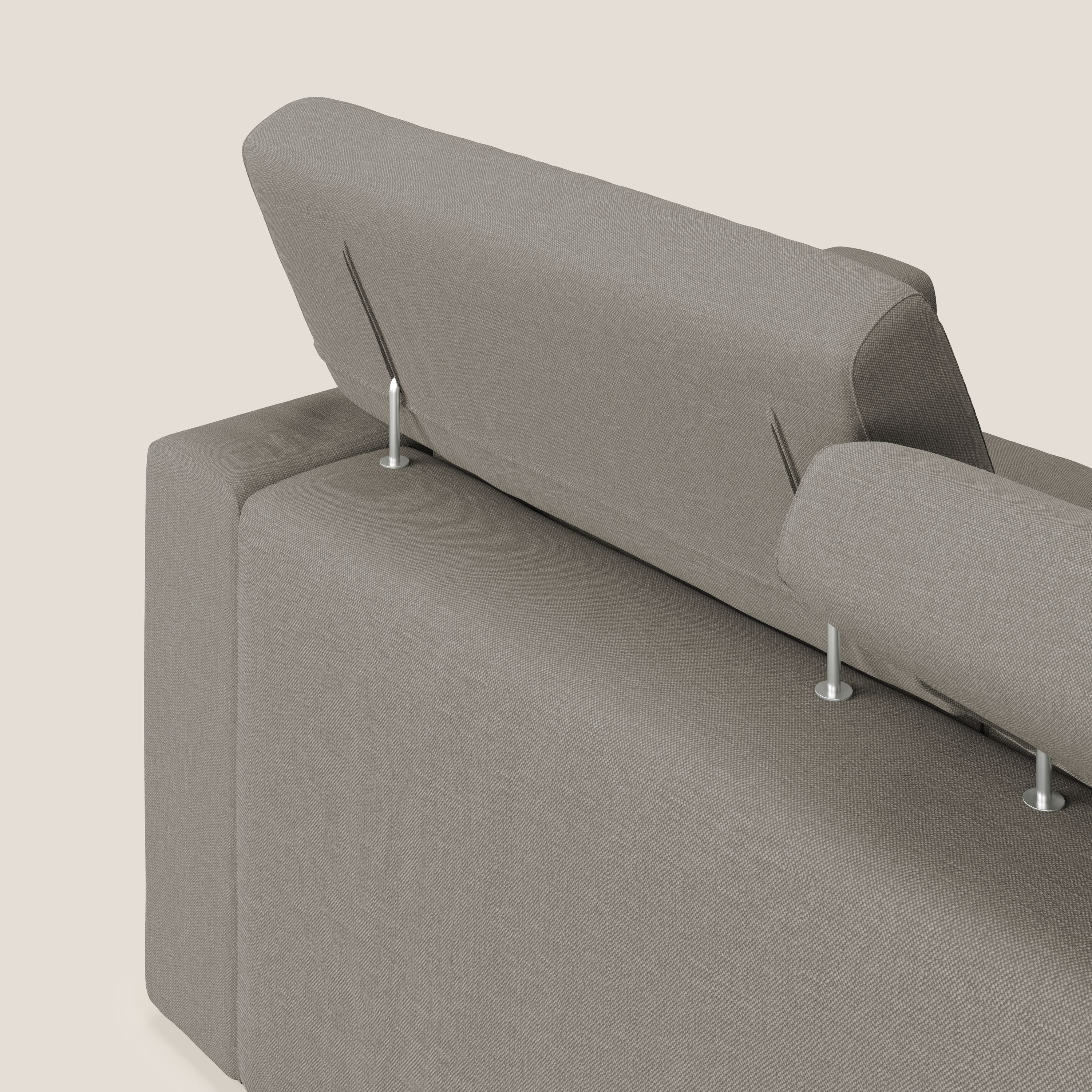 Dylan divano a 3 sedute con pouf estraibile poggiapiedi in tessuto simil cotone impermeabile T13 tortora - divitt.sbs