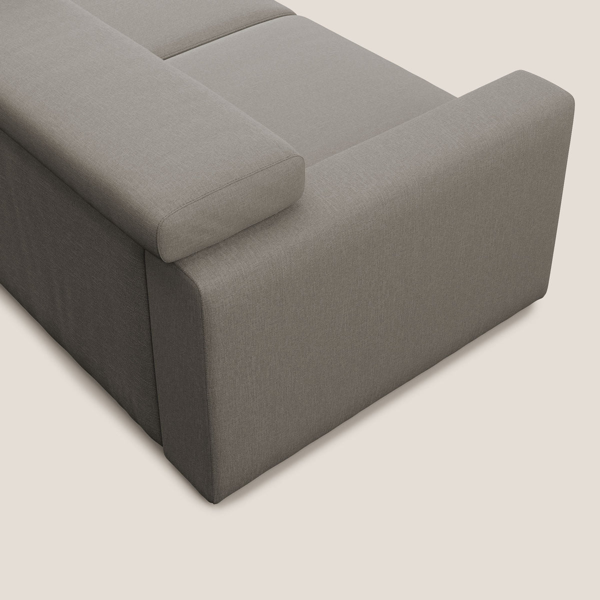 Dylan divano allungabile con pouf estraibile poggiapiedi in tessuto simil cotone impermeabile T13 tortora - divitt.sbs