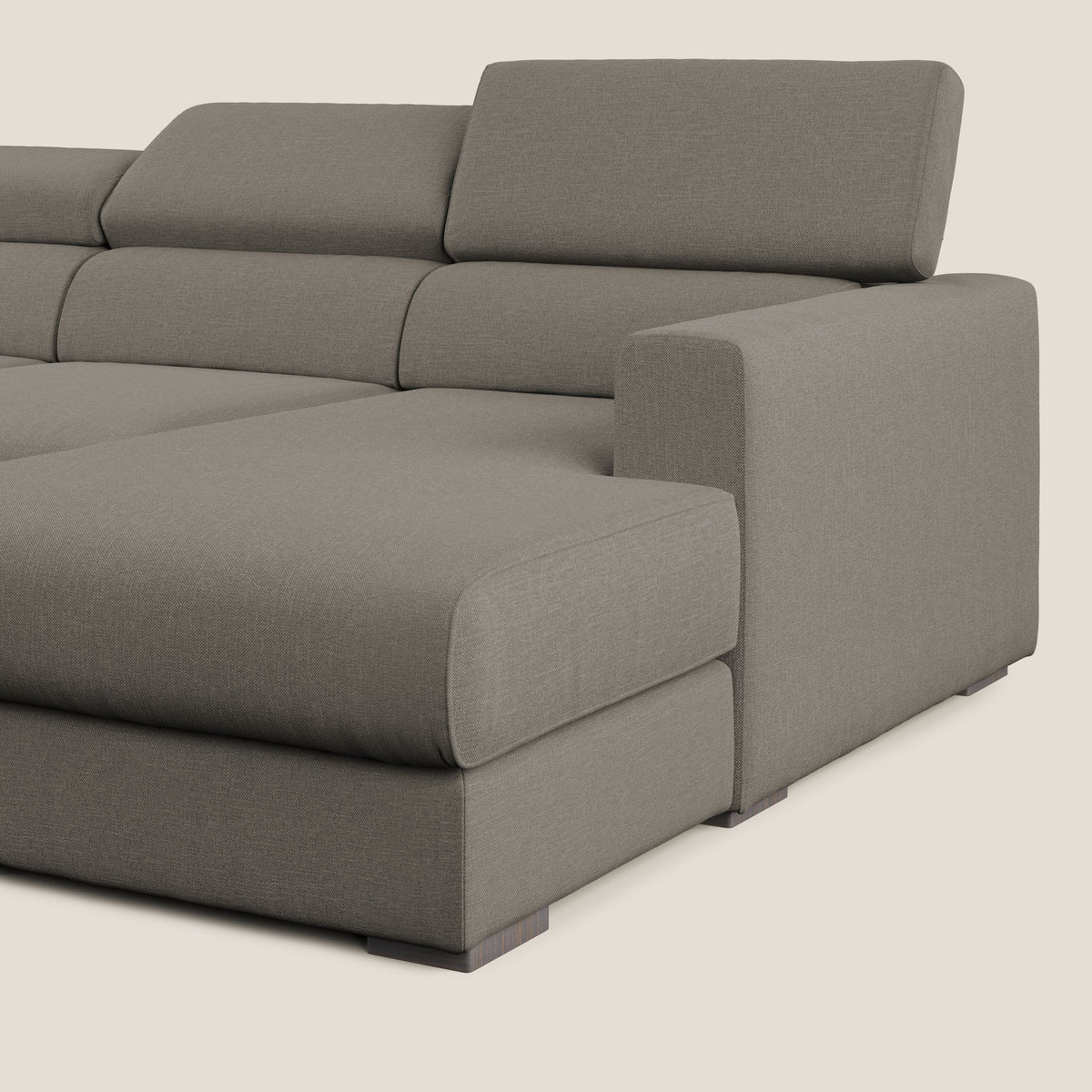Dylan divano angolare con pouf estraibile poggiapiedi in tessuto simil cotone impermeabile T13 tortora - divitt.sbs