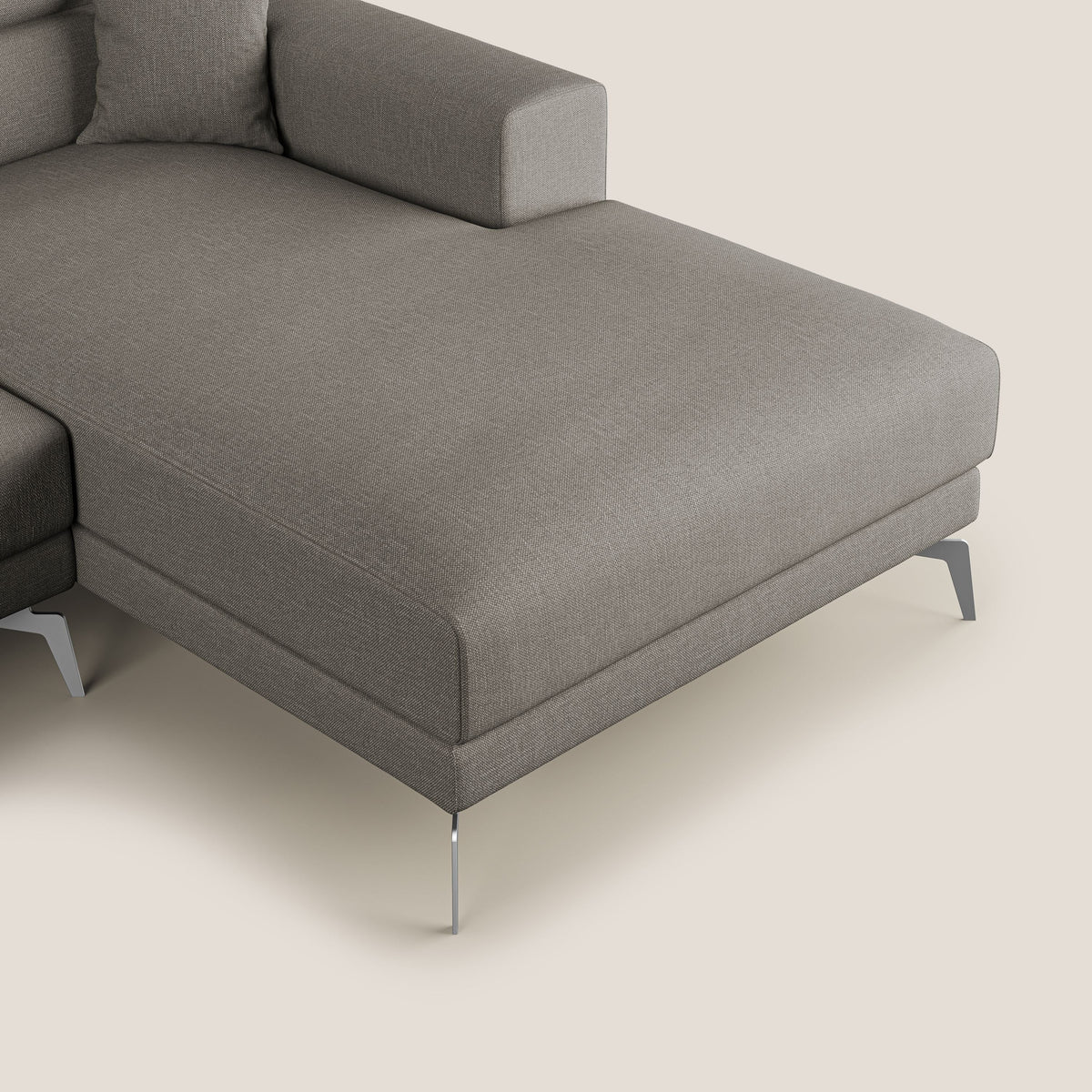 Blade Divano moderno angolare con poggiatesta reclinabili in tessuto impermeabile simil-cotone T13 tortora - divitt.sbs