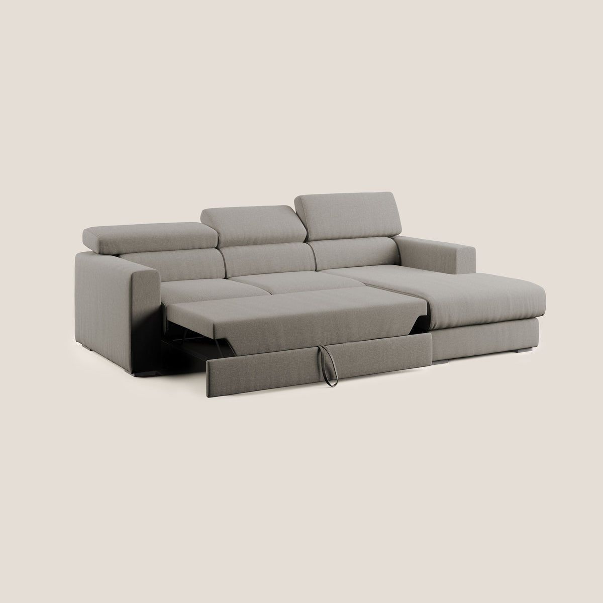 Dylan divano angolare con pouf estraibile poggiapiedi in tessuto simil cotone impermeabile T13 tortora - divitt.sbs
