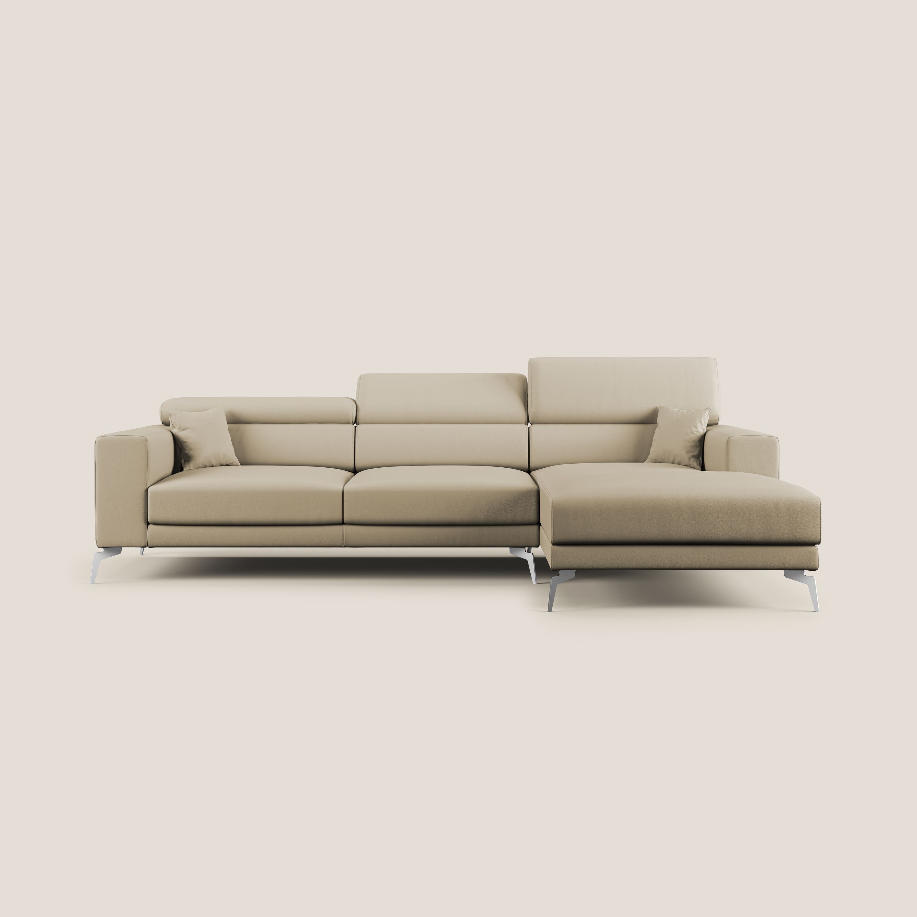 Blade Divano moderno angolare con poggiatesta reclinabili in Ecopelle T04 beige - divitt.sbs