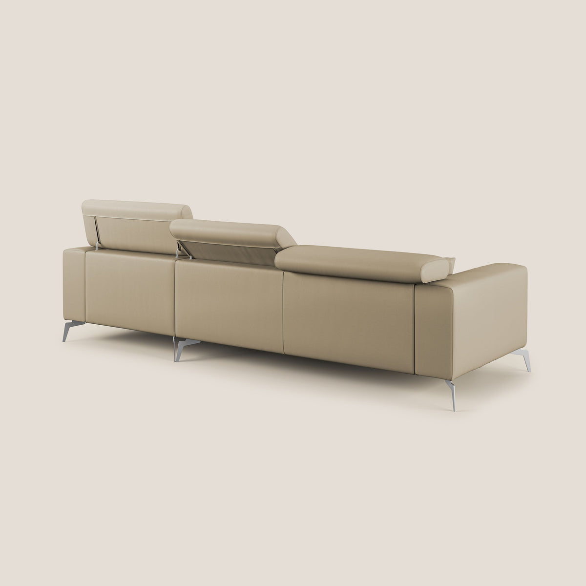 Blade Divano moderno angolare con poggiatesta reclinabili in Ecopelle T04 beige - divitt.sbs
