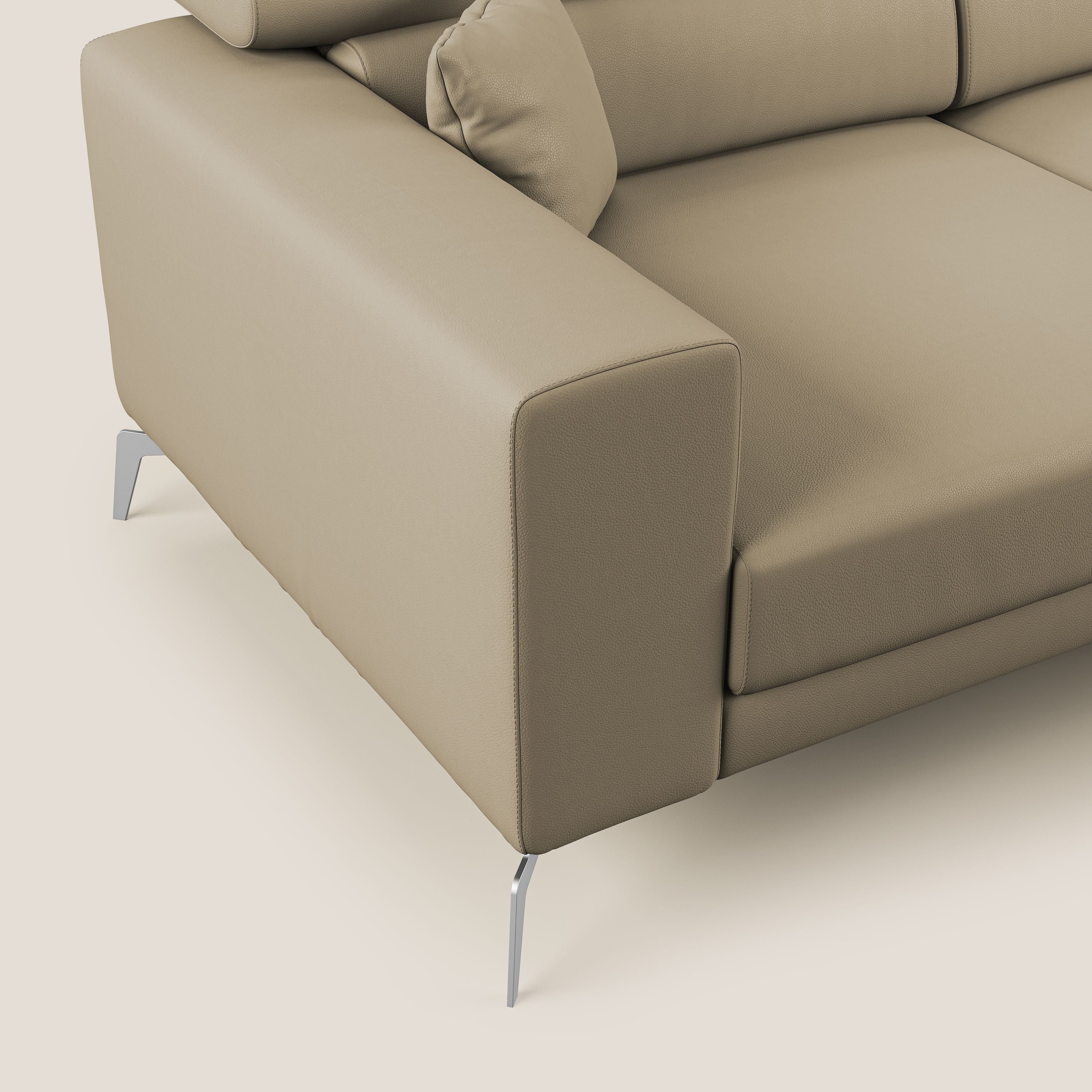 Blade Divano moderno angolare con poggiatesta reclinabili in Ecopelle T04 beige - divitt.sbs