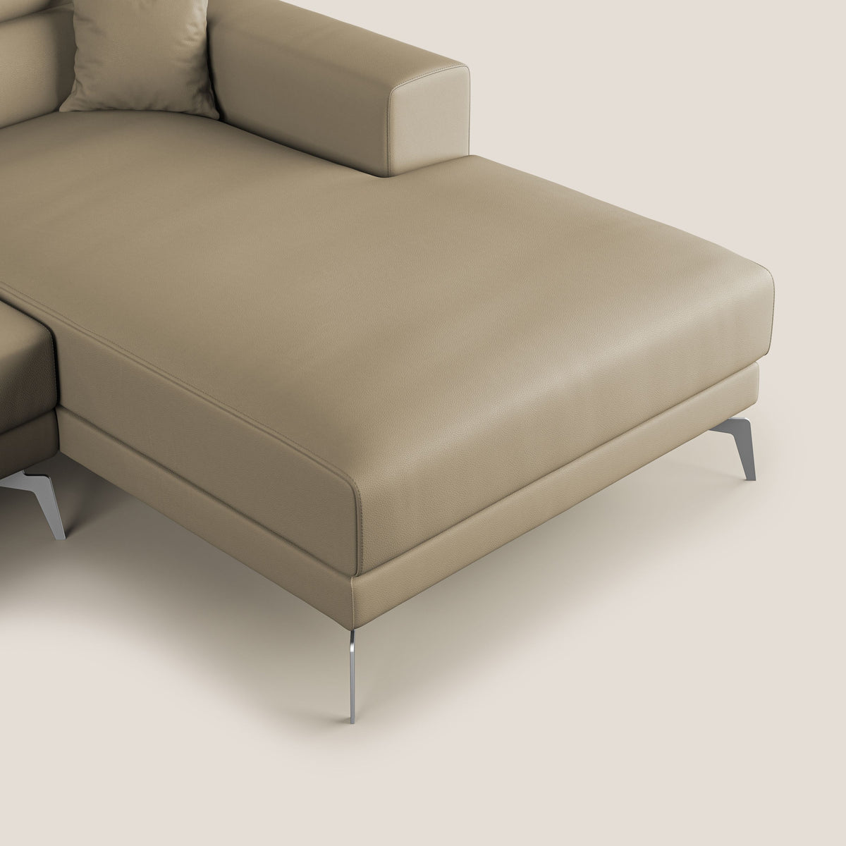 Blade Divano moderno angolare con poggiatesta reclinabili in Ecopelle T04 beige - divitt.sbs