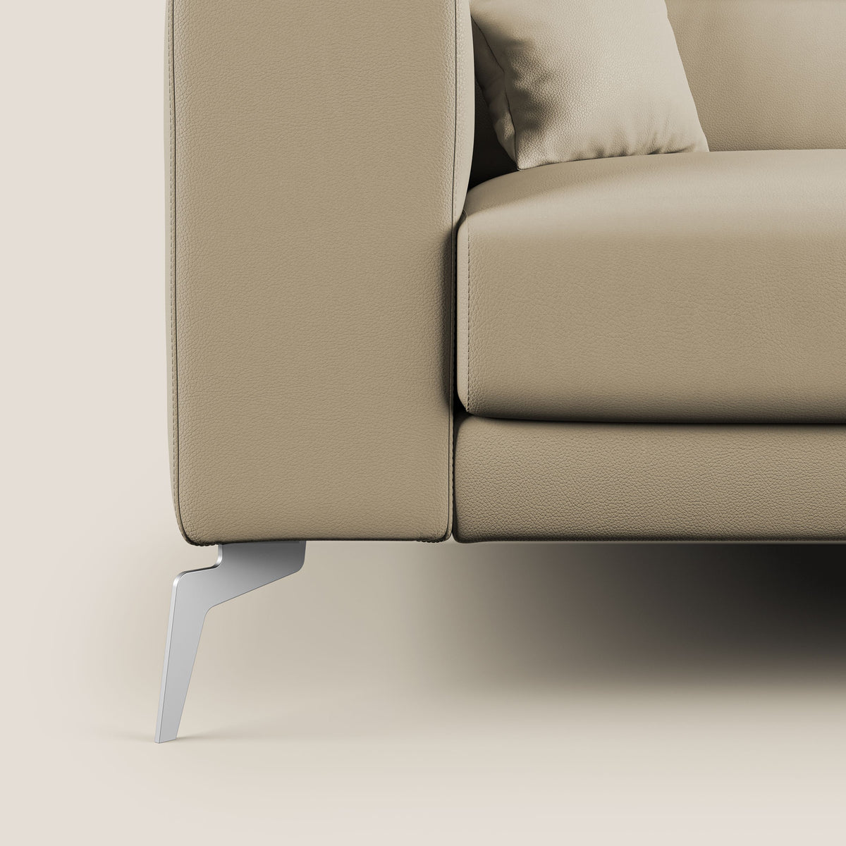 Blade Divano moderno angolare con poggiatesta reclinabili in Ecopelle T04 beige - divitt.sbs