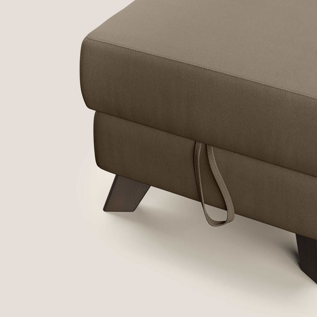 Moon Pouf contenitore e piedini alti in microfibra impermeabile T11 marrone - divitt.sbs