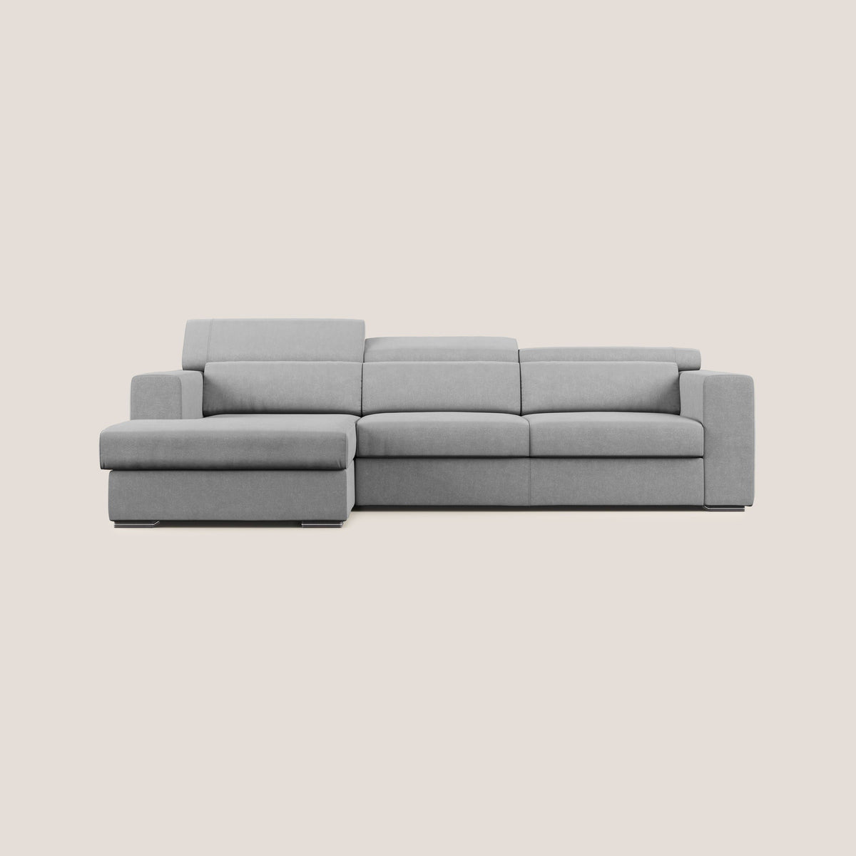 Vegas divano angolare con poggiatesta reclinabili in microfibra impermeabile T11 grigio - divitt.sbs